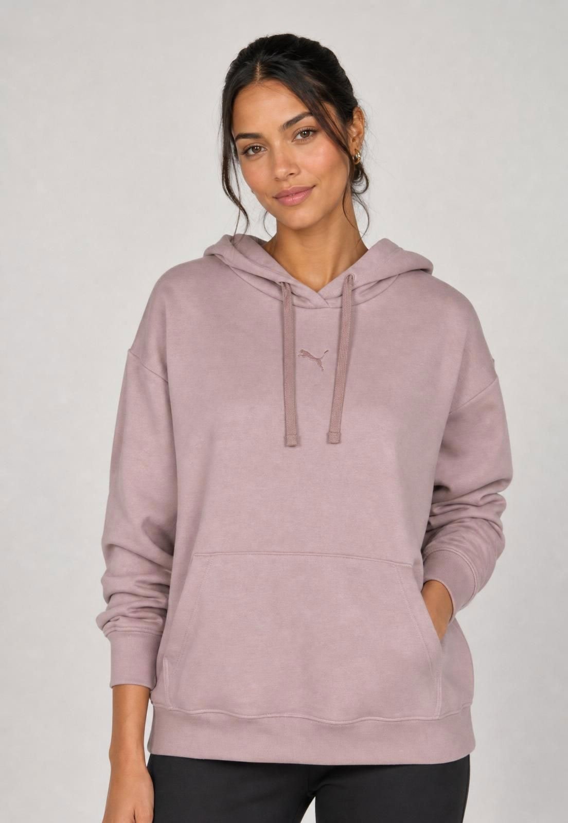 Blusa de Moletom Feminina Puma Oversized Capuz Lilás