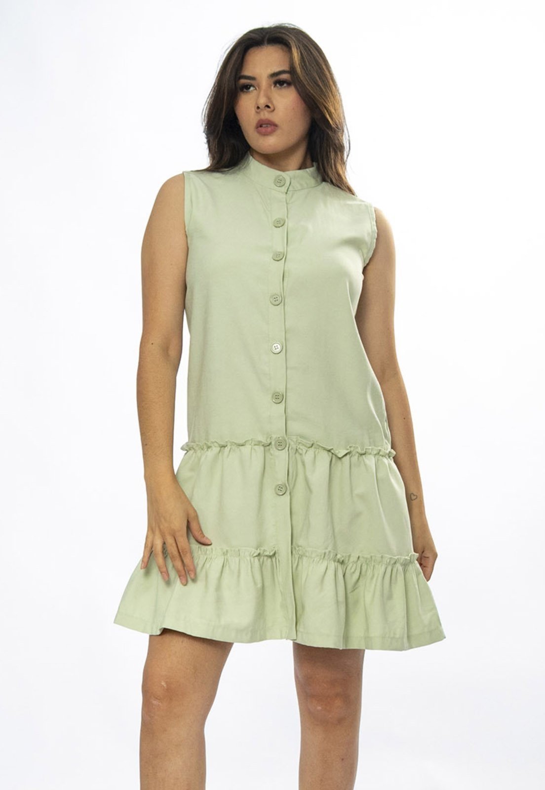 Vestido Curto Amazônia Vital Babado Verde