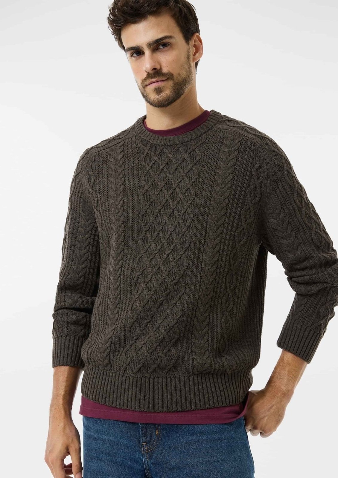 Blusão Masculino Em Tricô Trançado Hering