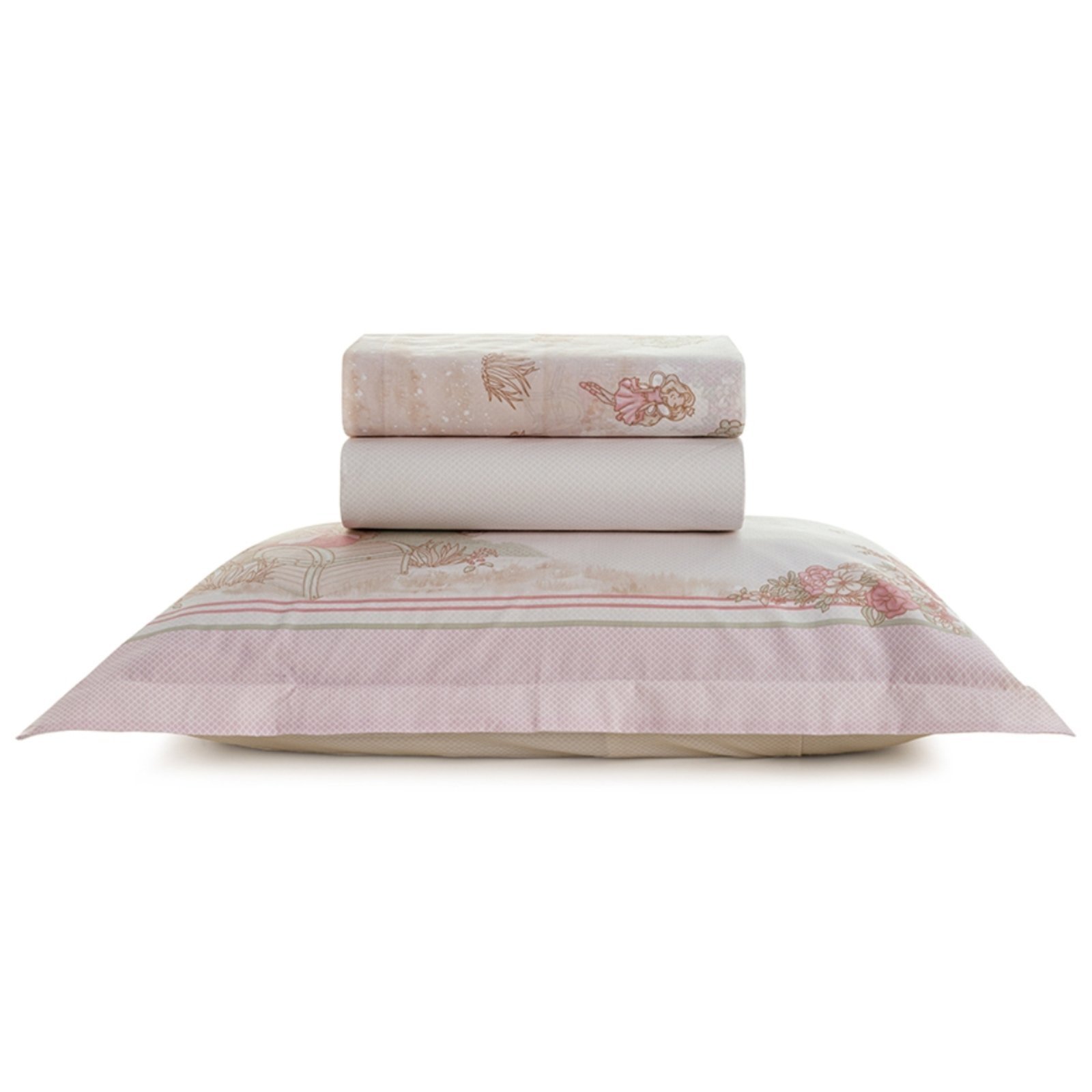 Jogo Cama Solteiro 200 Fios Karsten Jardim Rosa