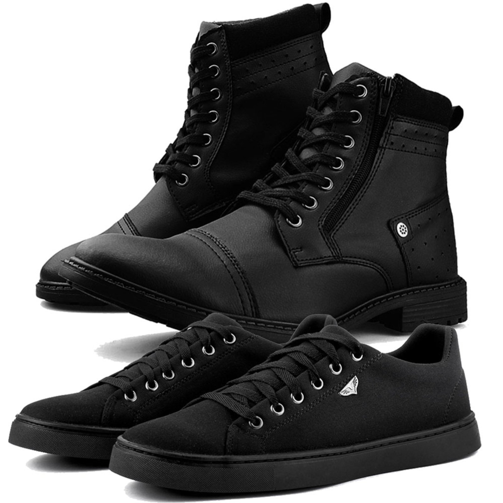 Bota Coturno Dhl Perfuros e Sapatênis Casual Masculino Preto