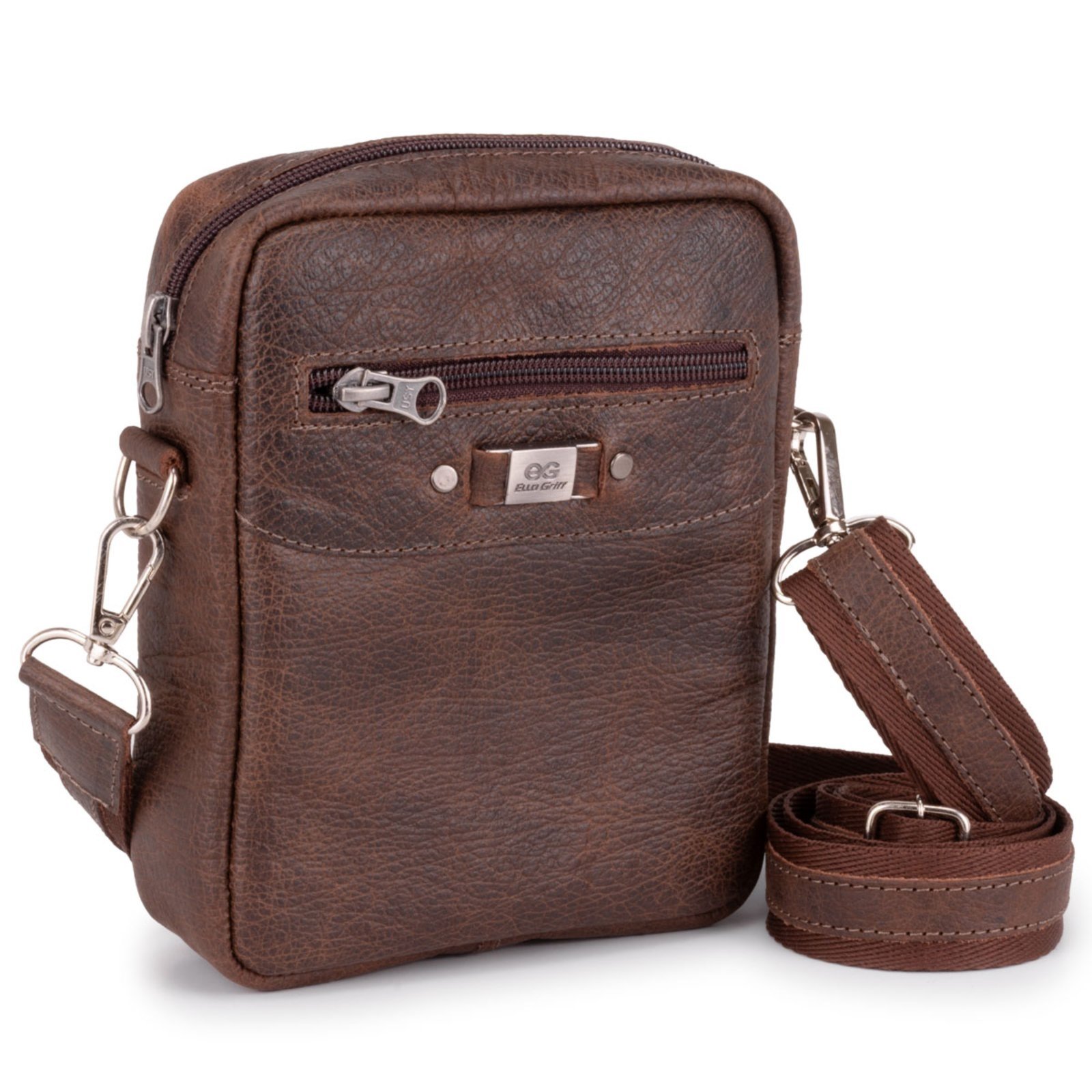 Shoulder Bag Couro Rústico Compacta E Estilosa ello griff MARROM ESCURO