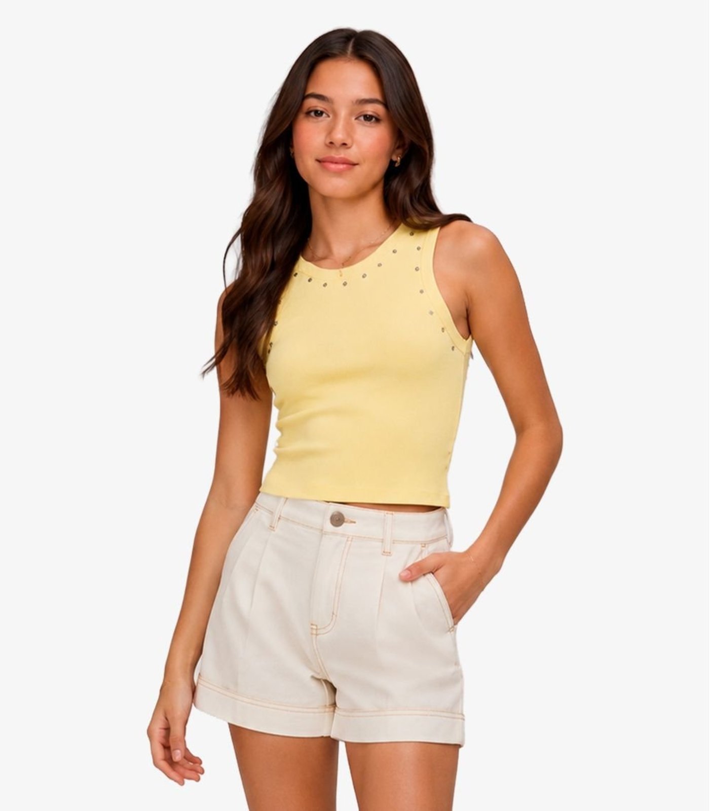 Infantil - Regata Feminina Com Strass Minty Amarelo