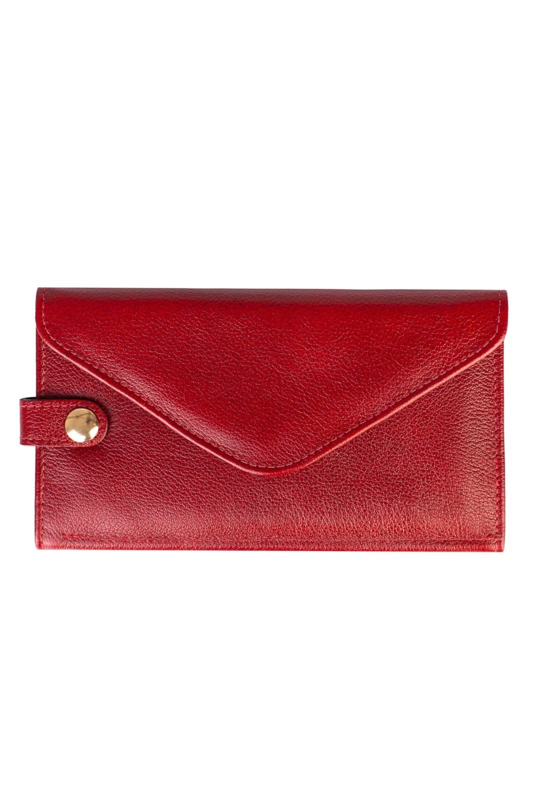 Carteira feminina de couro liso Clara 10,5x19cm - Vermelho