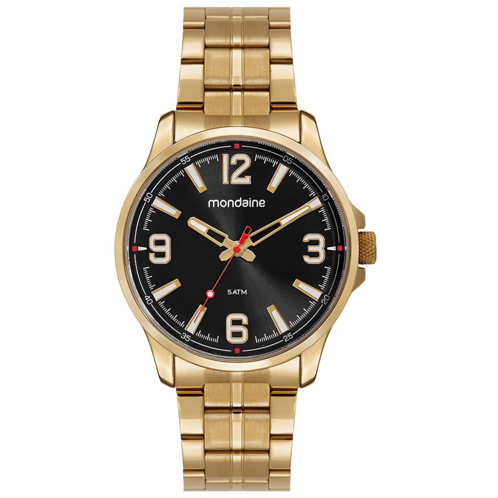 Relógio Mondaine Masculino Preto Dourado em Aço Mondaine