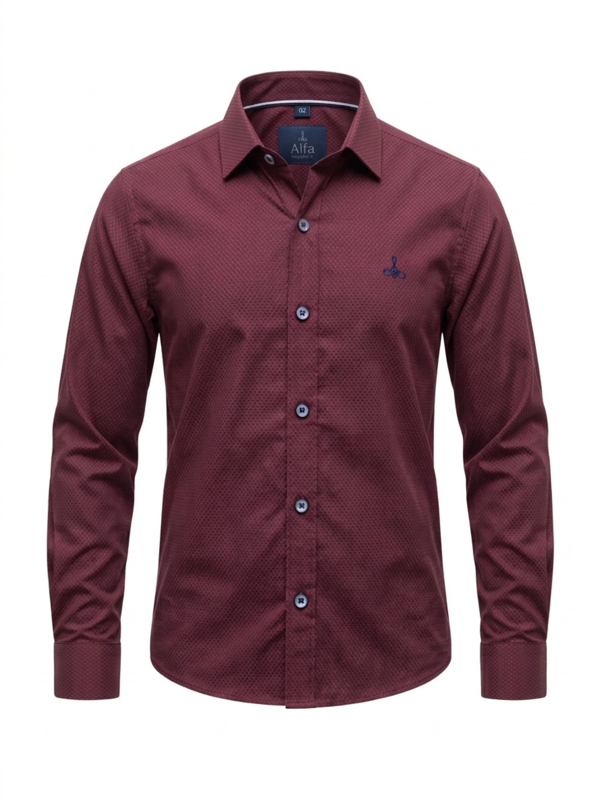 Infantil - Camisa Social Alfa Algodão/Poliéster Detalhada Manga Longa Luxo Vinho