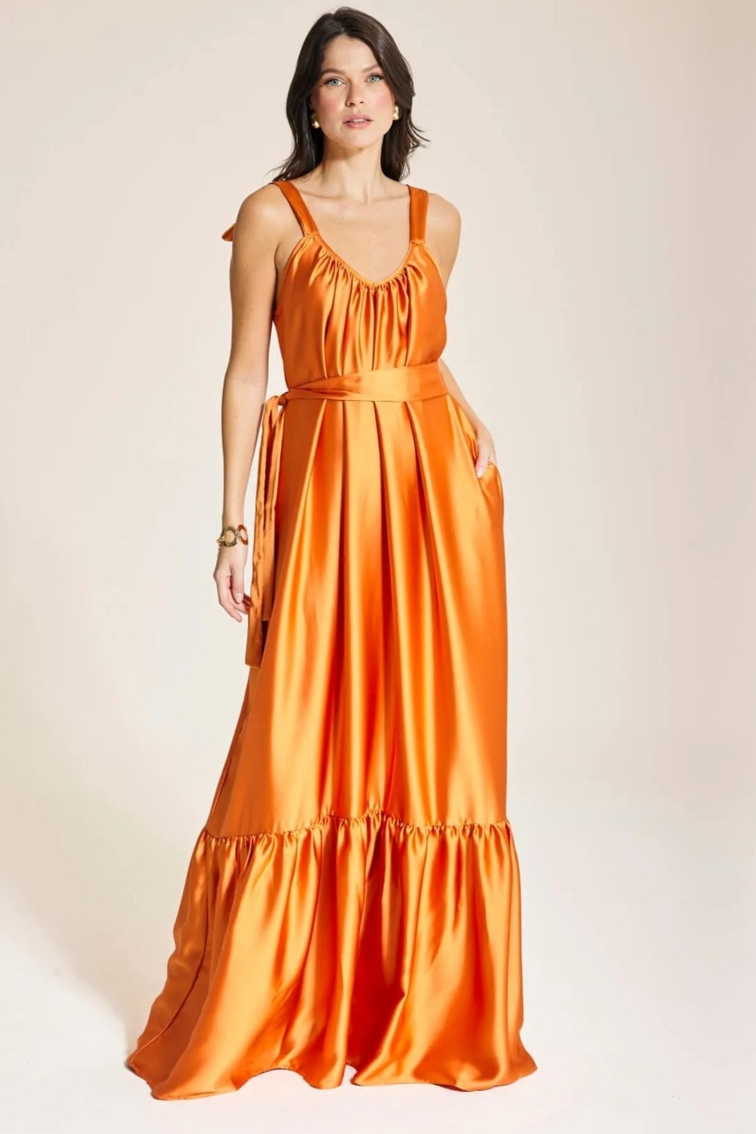 Vestido Longo Laços Lari Gloss- Ceramic