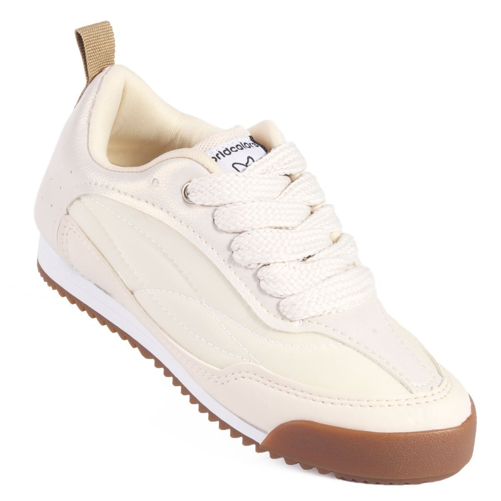 Tênis Menina WorldColors Vibe Off-White Casual Confortável