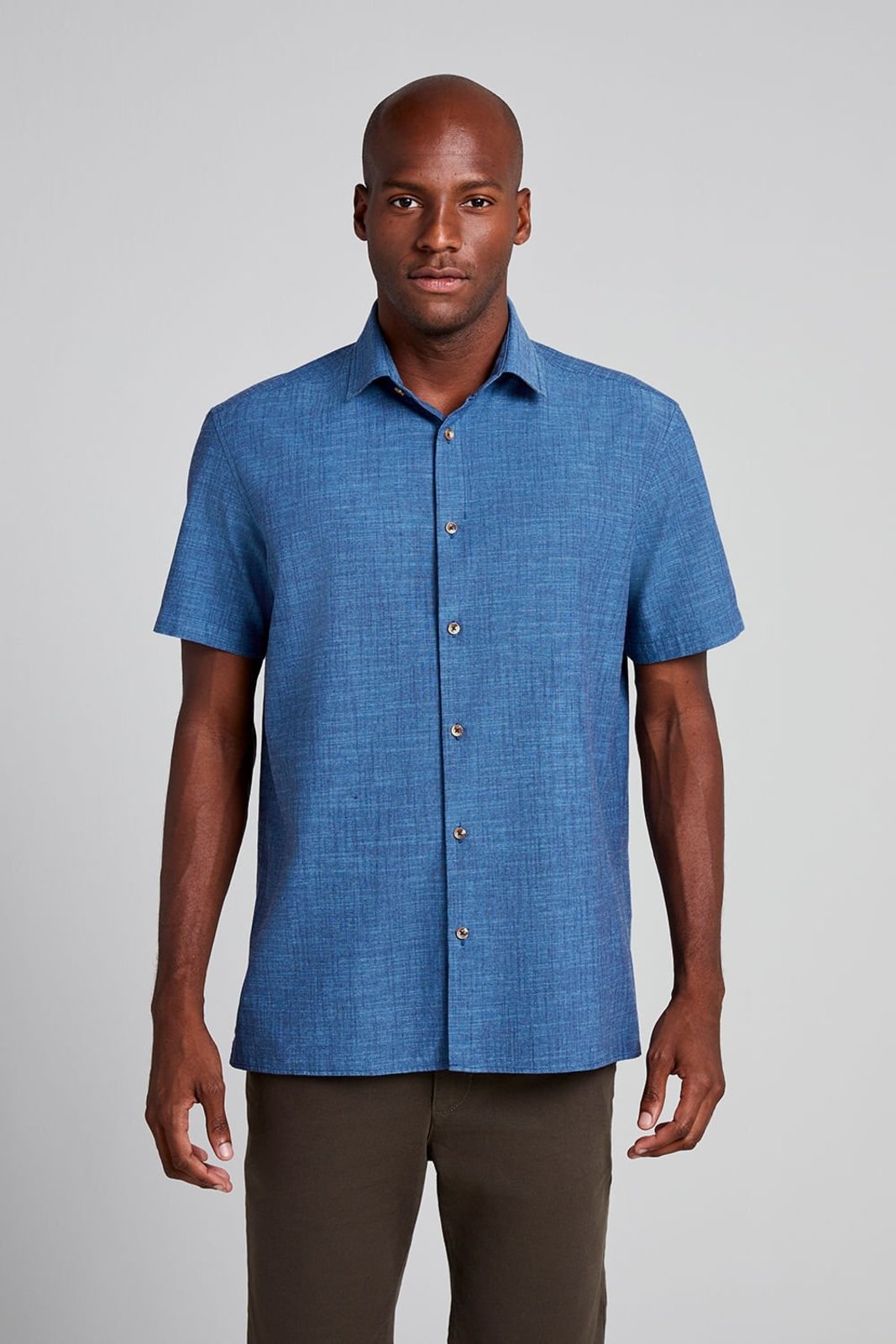HIGHSTIL Camisa Manga Curta Comfort - Azul Médio