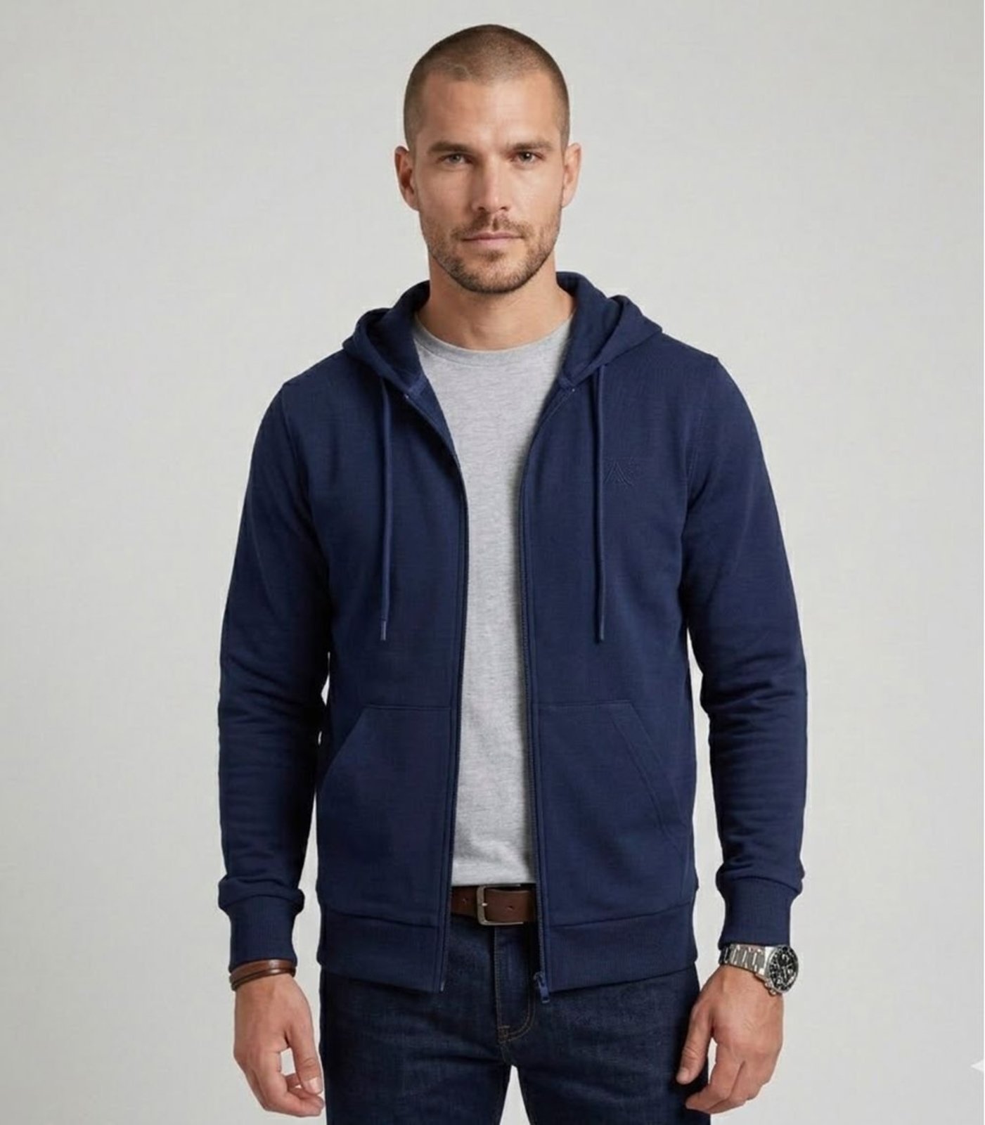 Jaqueta Masculina Moletom Felpada E Capuz Diametro Azul