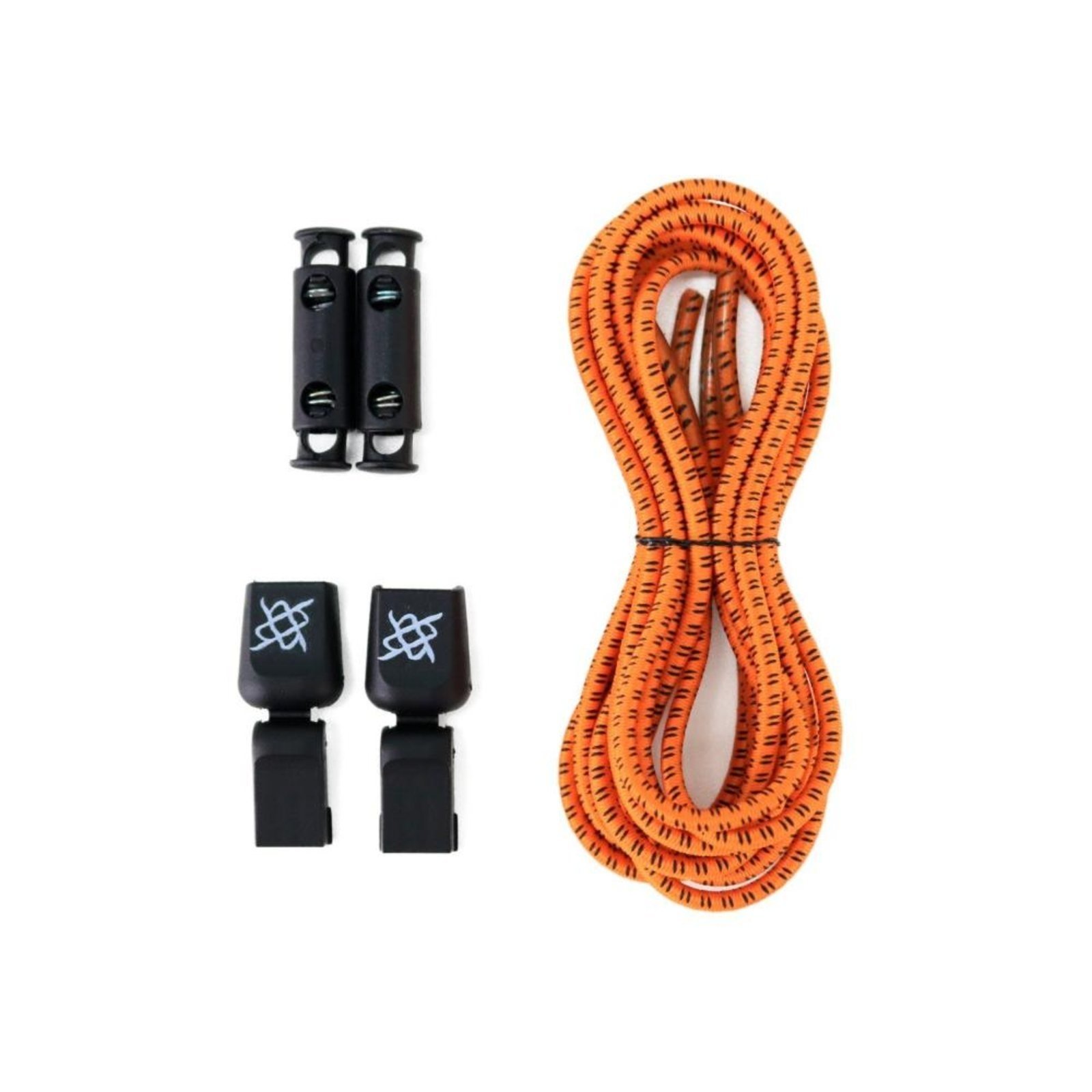 Cadarço Elástico HUPI LACES Laranja Risca Preta Laranja