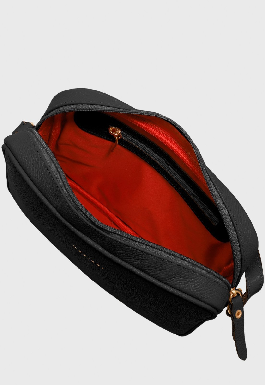 Vista 3 Bolsa Transversal Couro Mariart Maxi Jeri Preta preto Mariart preto