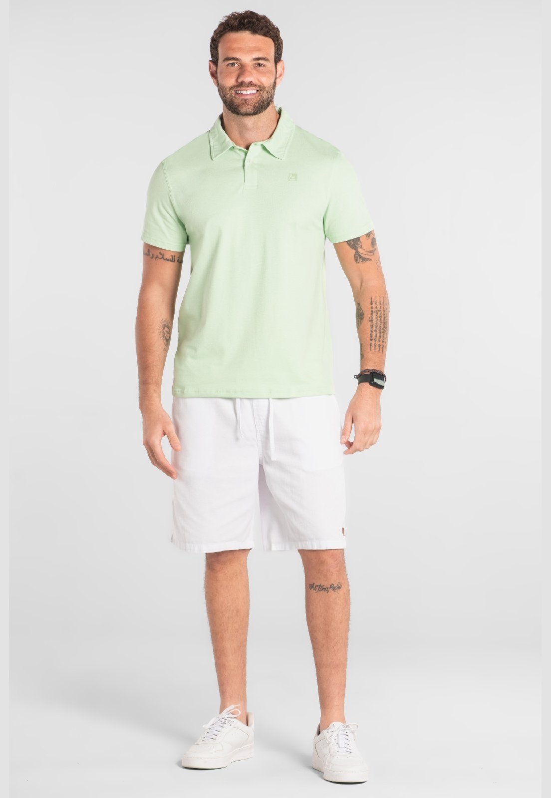 Vista 2 Camisa Polo em Piquet The Philippines verde The Philippines verde