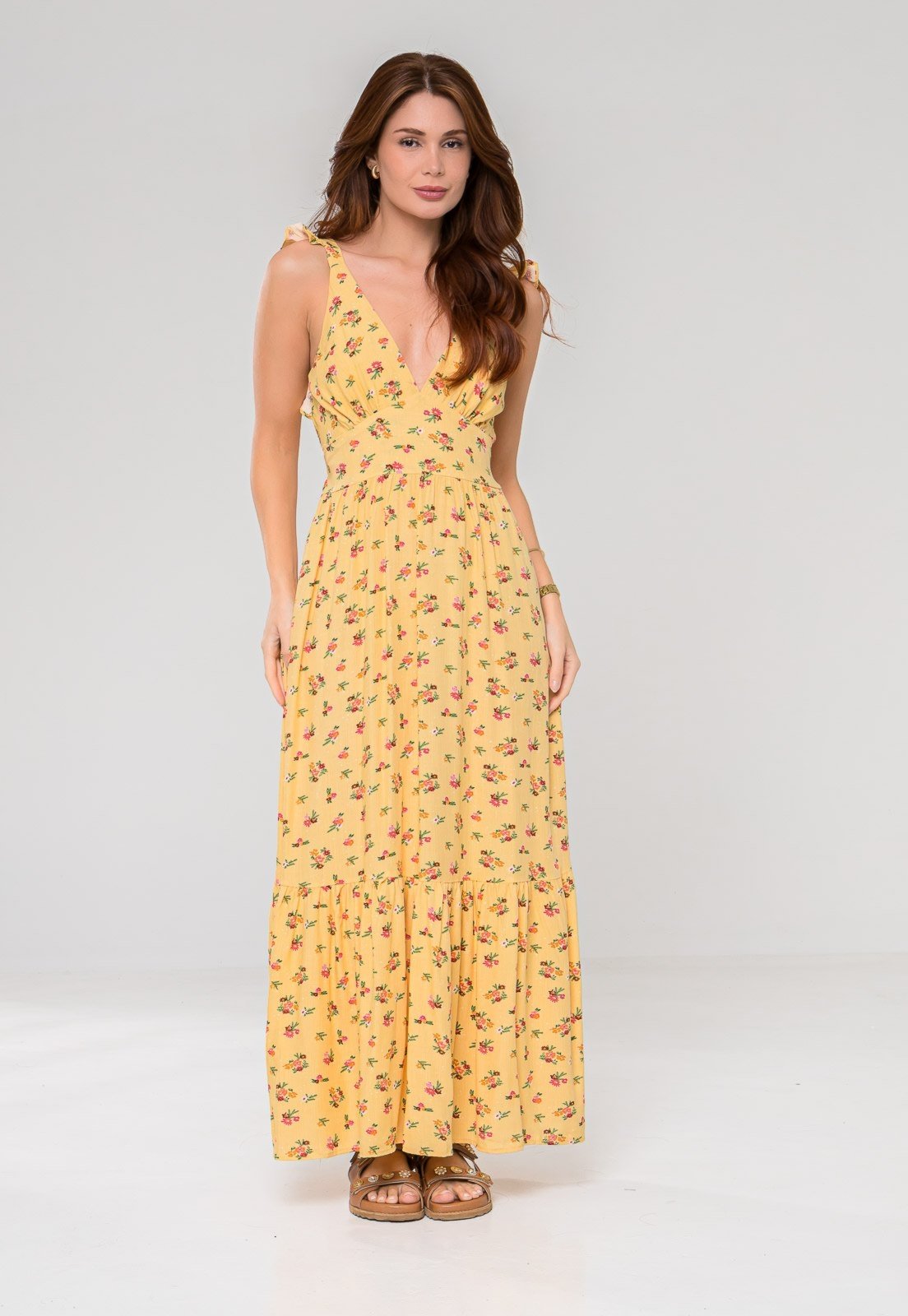 Vista 2 Vestido Aura Alaíde Floral Luzente amarelo amarelo