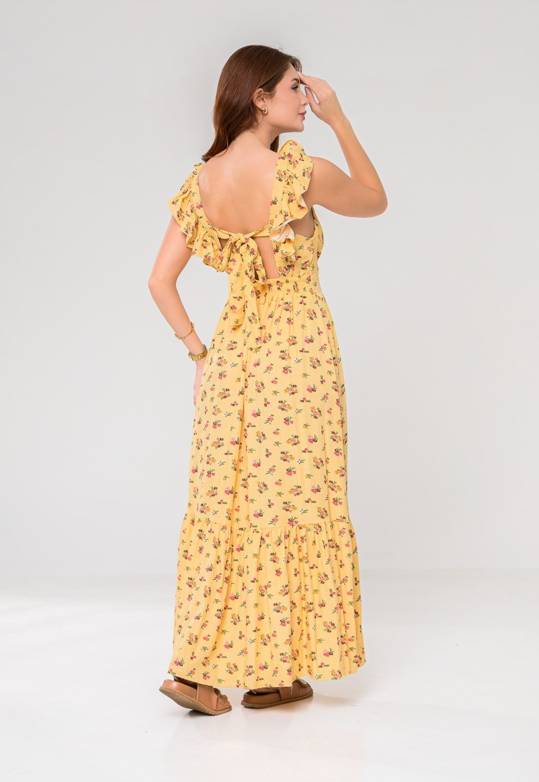 Vista 3 Vestido Aura Alaíde Floral Luzente amarelo amarelo