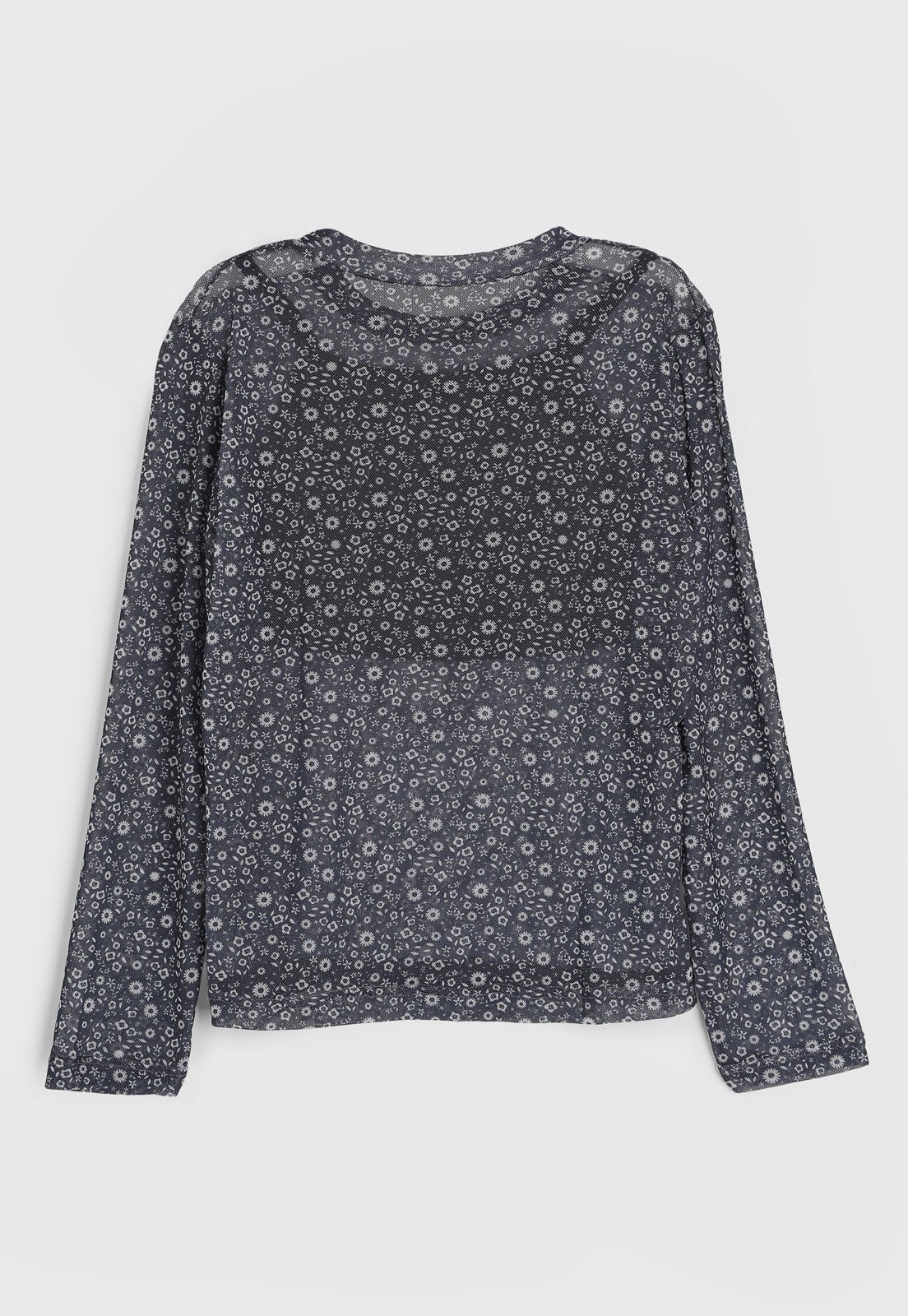 Vista 3 Infantil - Blusa Kamylus Floral Grafite cinza Kamylus cinza