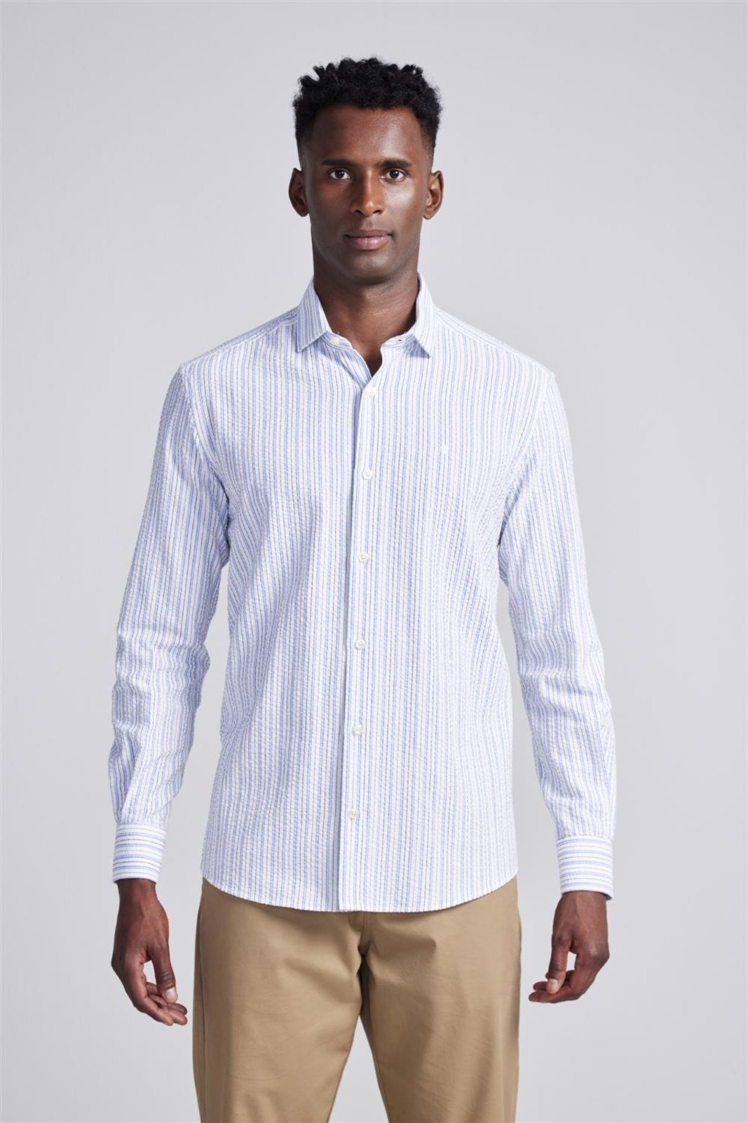 HIGHSTIL Camisa Comfort Listrada - Branco