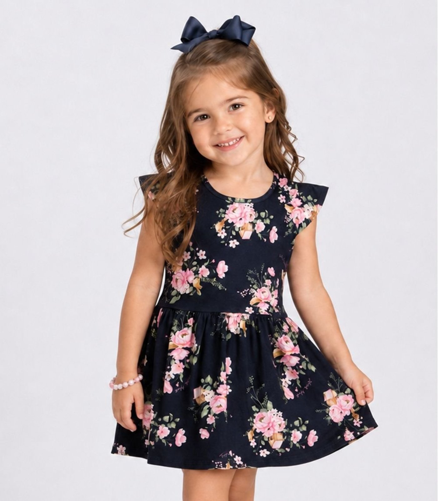 Infantil - Vestido Estampado Meia Malha Trick Nick Azul
