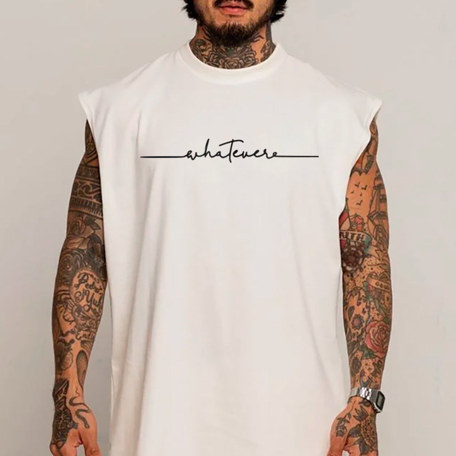 Camiseta Regata Machão Whatever Estilo Casual Street Urban Branco
