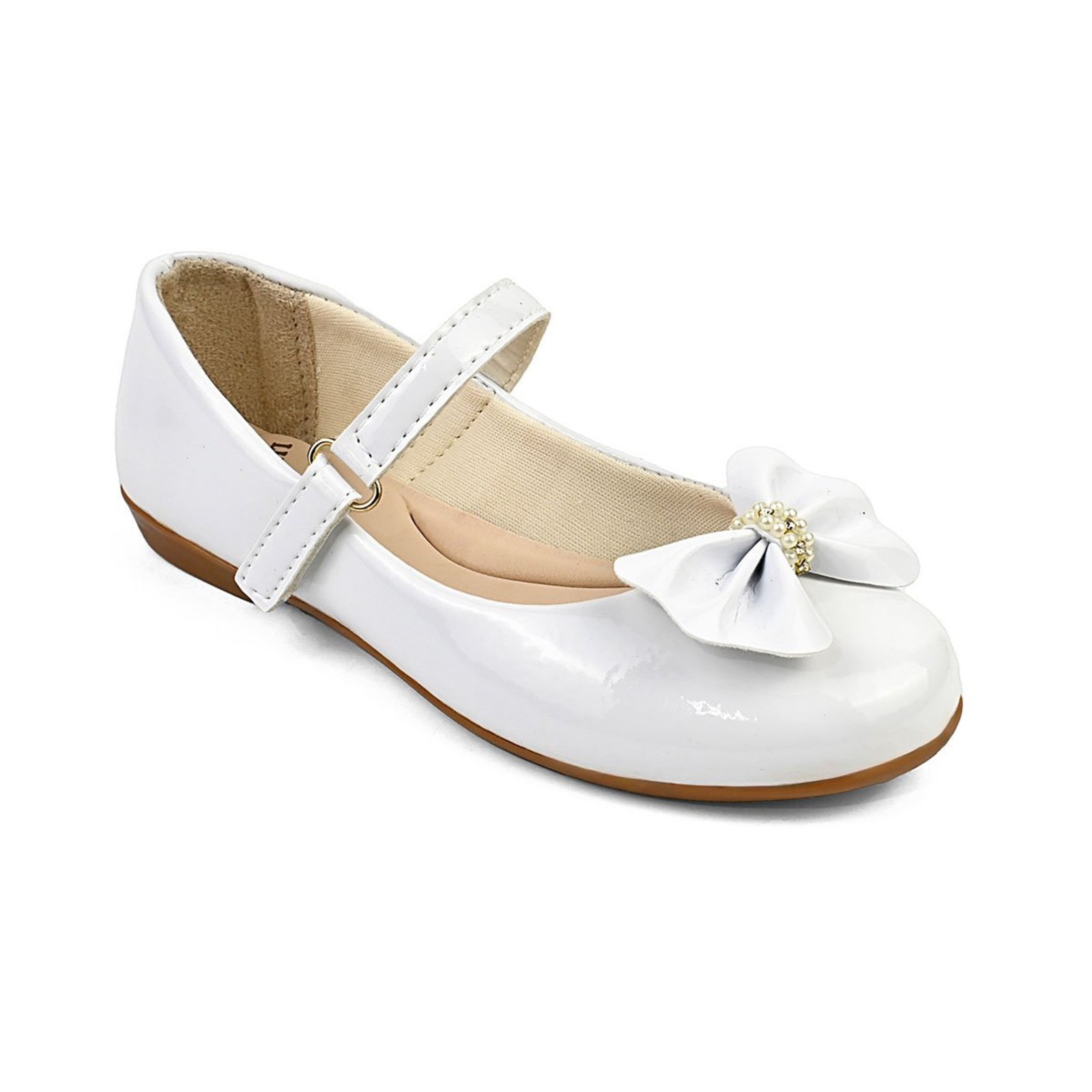 Infantil - Sapatilha Feminina Laço e Strass Elegante Branco Lulopé