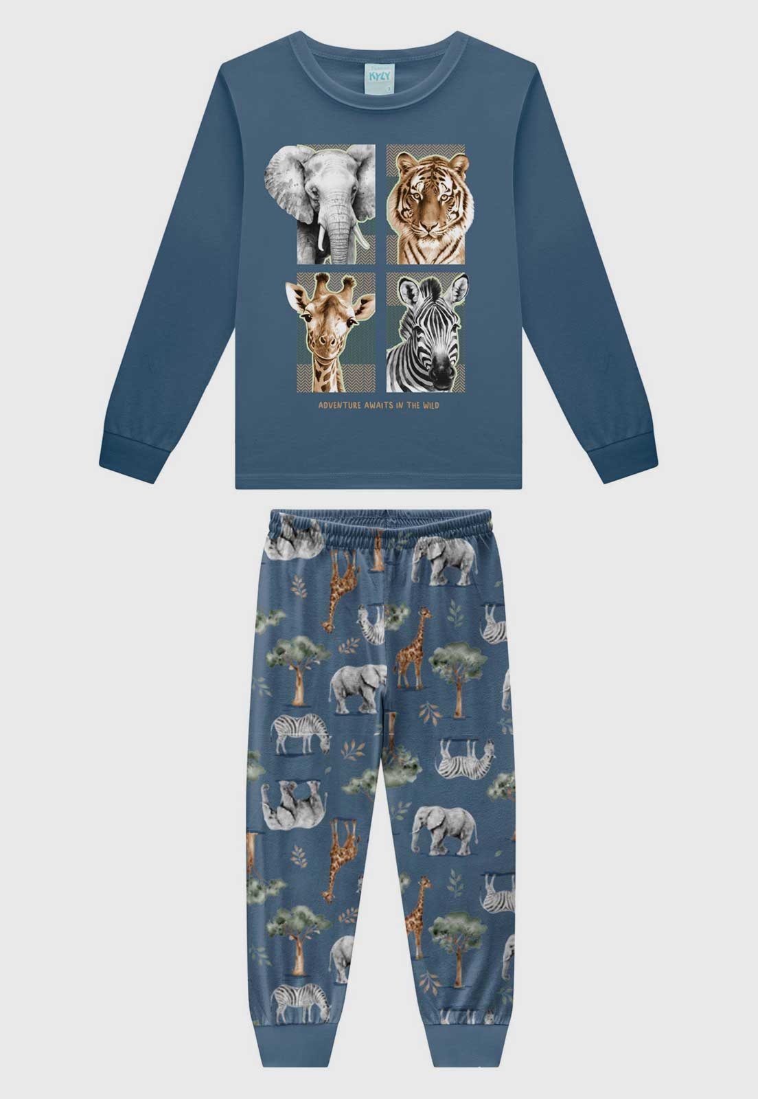 Pijama Kyly Estampa Animais Azul