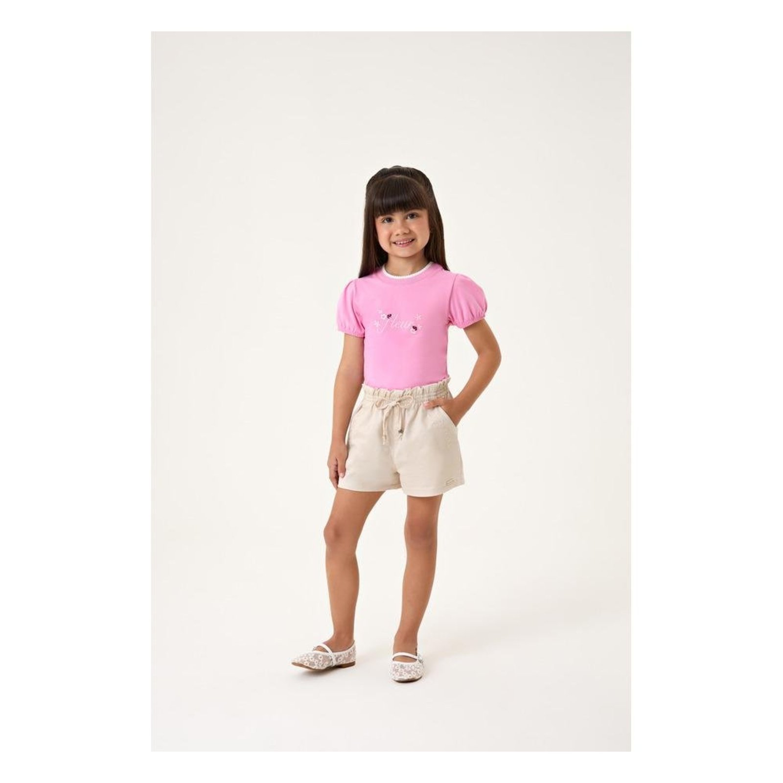 Infantil - Shorts Somni Rosa Bege Feminino 1 Rosa