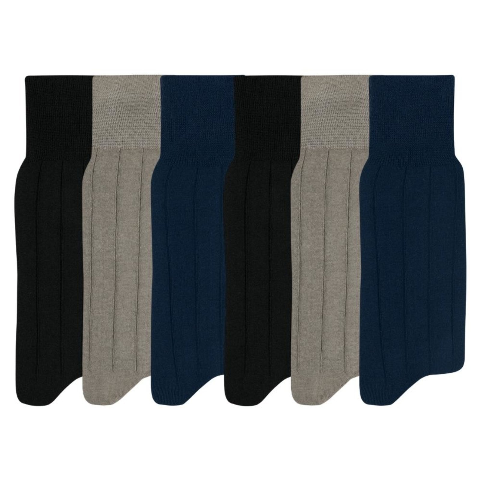 Kit 6 Pares De Meia Social Mash 100% Algodão Canelada Longa