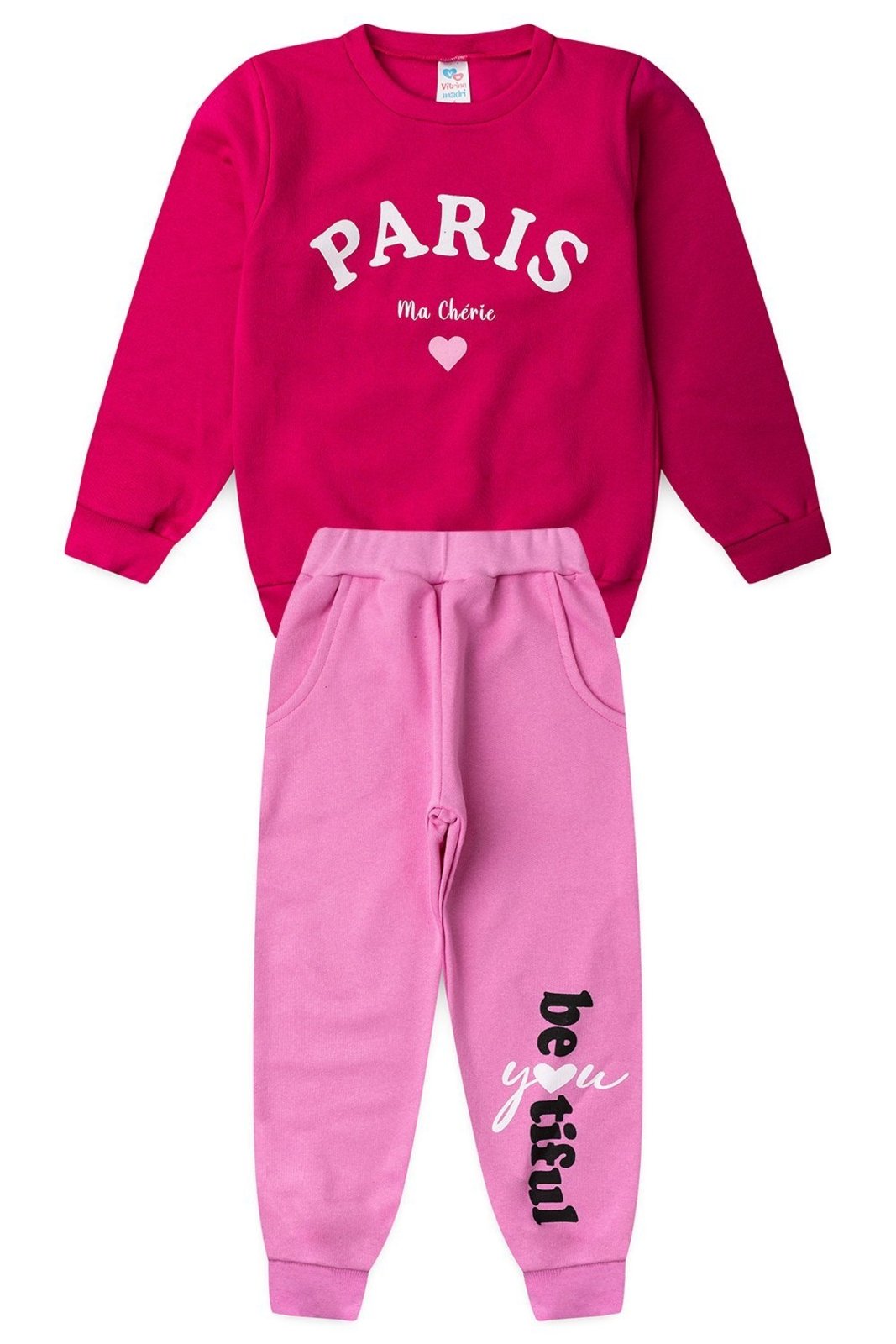 Infantil - Conjunto Moletom Menina c/ Bolso Paris Beautiful
