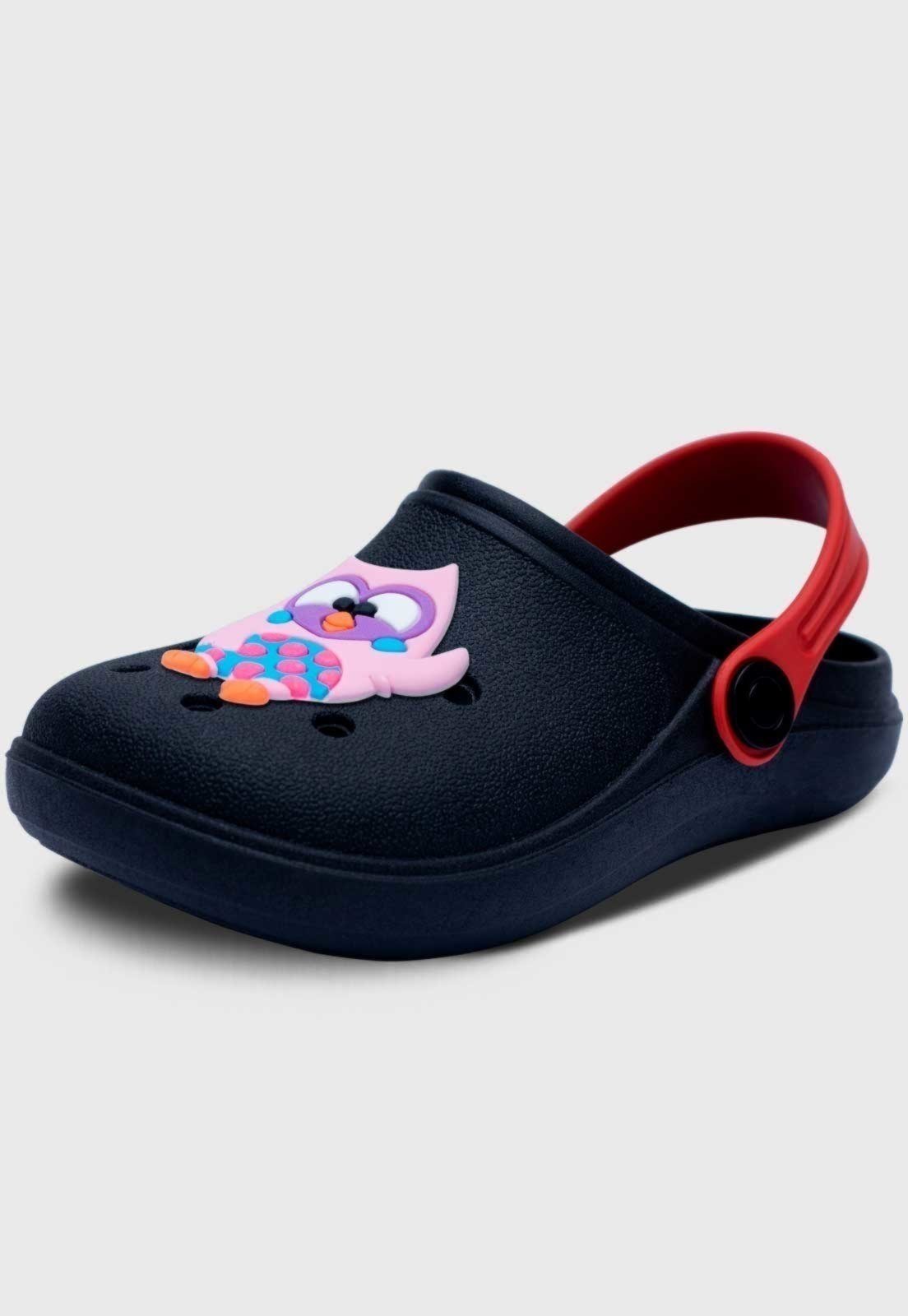 Infantil - Babuche Pópidi Menina Coruja Preto