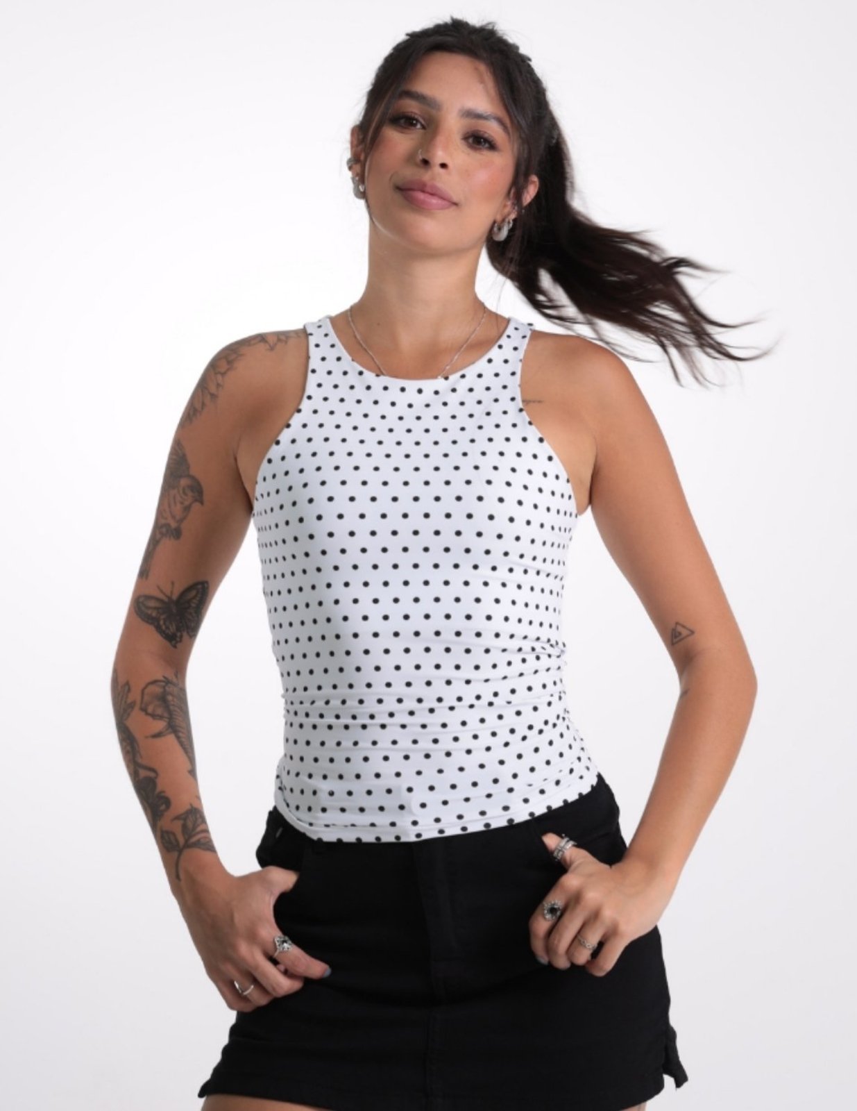 Blusa Feminina Suplex Cavada Poá Revanche-BL.FEM.00284