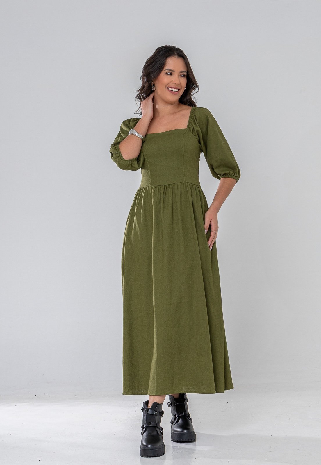 Vestido Aura Berenice Linho Verde