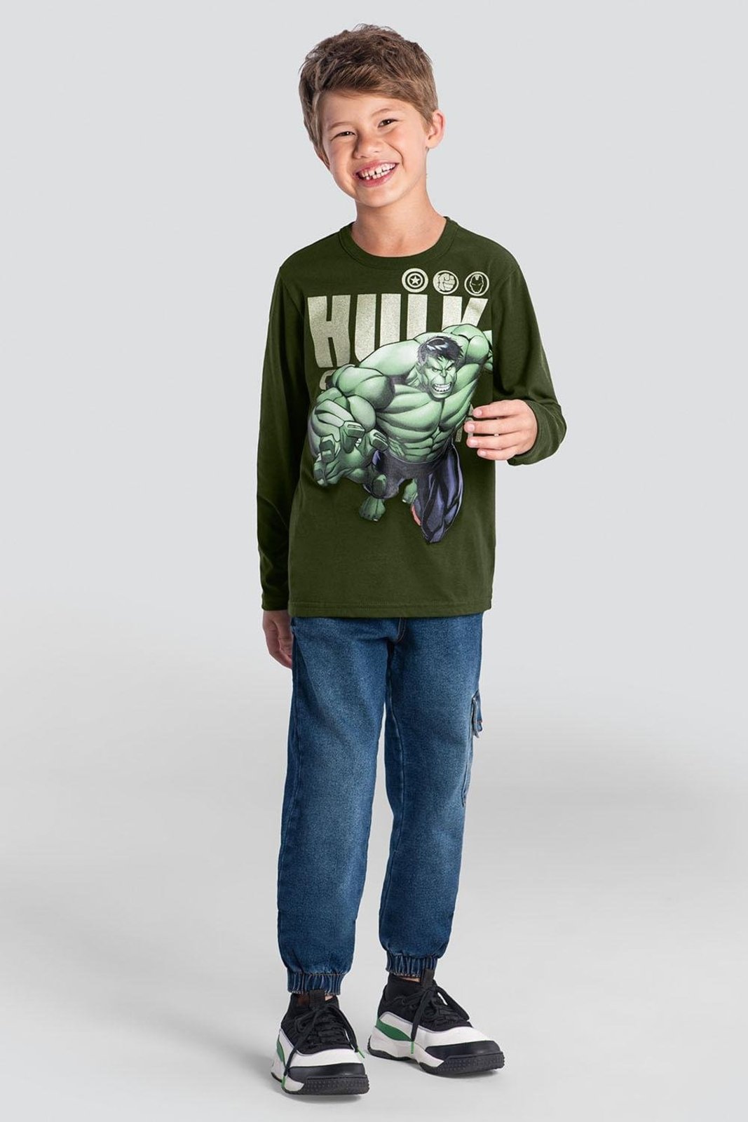 Infantil - Camiseta menino Os Vingadores metalizada Brandili