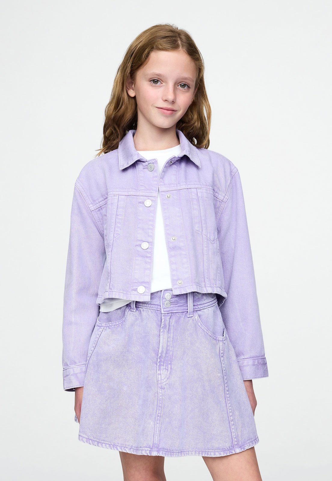 Infantil – Jaqueta Jeans GAP Recortes Lilás