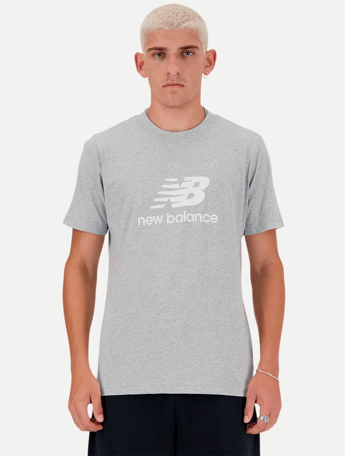 Vista 2 Camiseta New Balance Masculina Relaxed Essentials Mescla cinza New Balance cinza