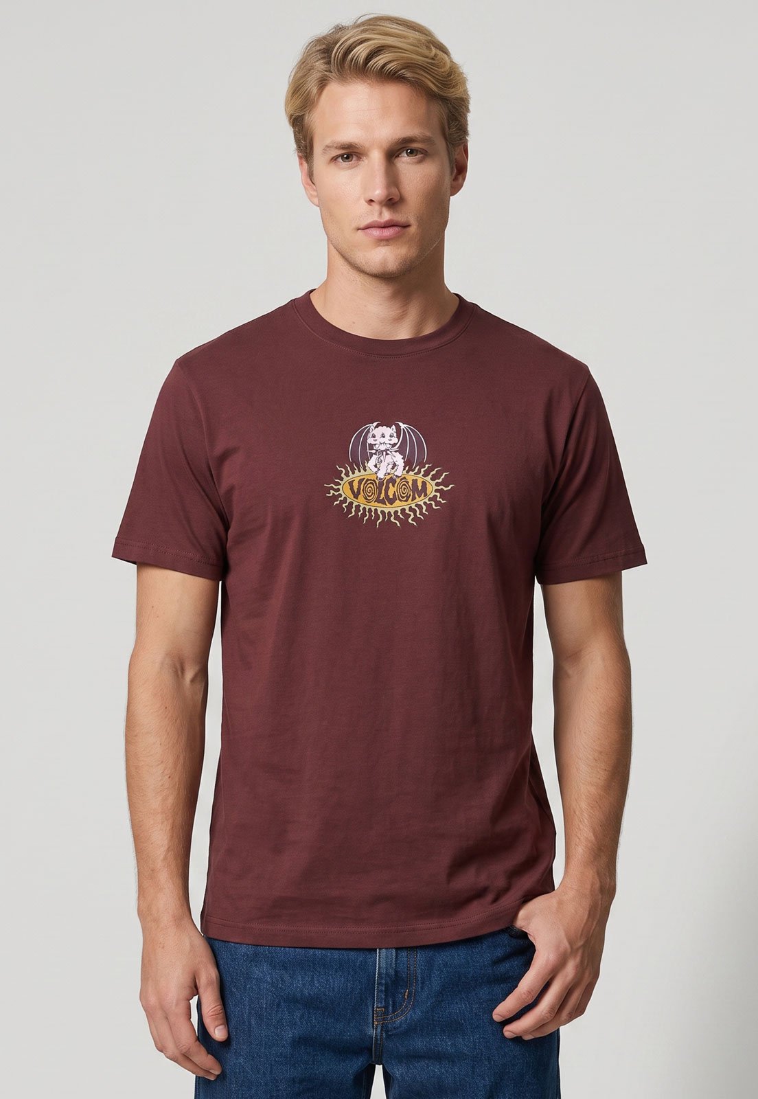 Camiseta Masculina Volcom Silk Sunster Bordô