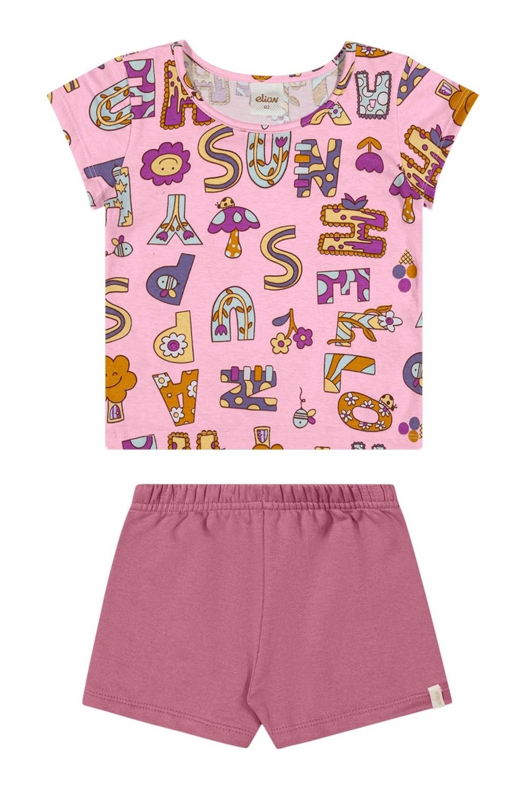Infantil - Conjunto Curto Menina Lúdico Elian Rosa