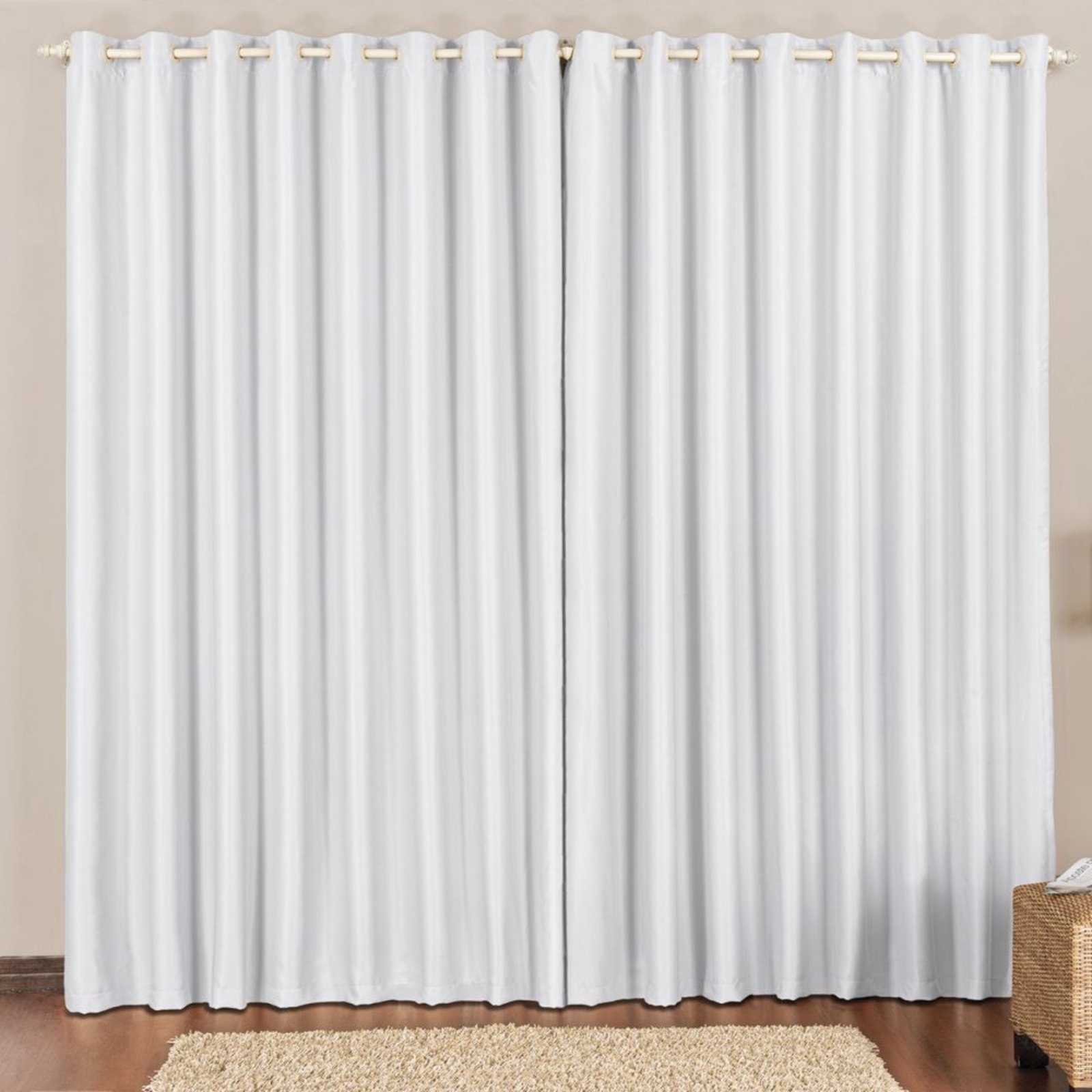 Cortina 3 Mts Sala Quarto Escritório Blackout para Trilho Comum Gelo - 100% Poliéster
