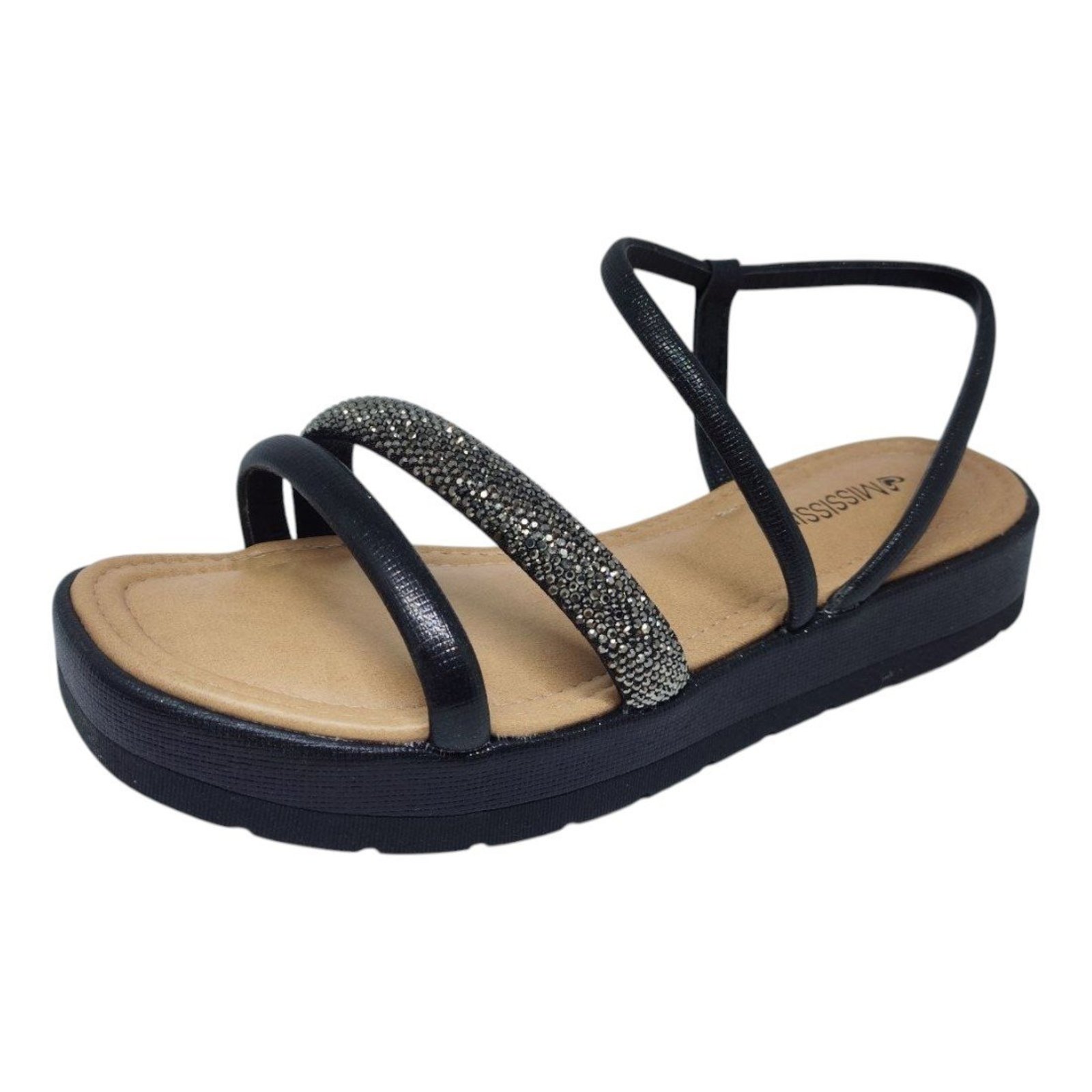 Sandália Feminina Flatform Conforto Verniz Brilho Mississipi
