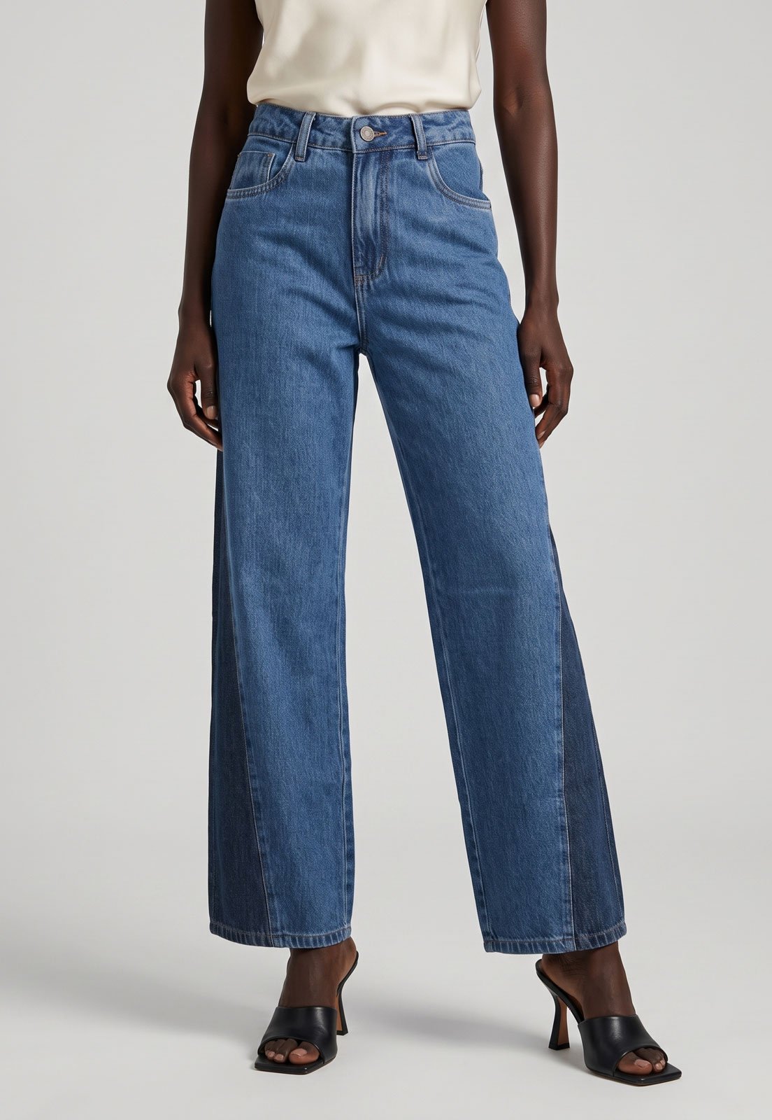 Calça Feminina Sawary Jeans Wide Leg Azul