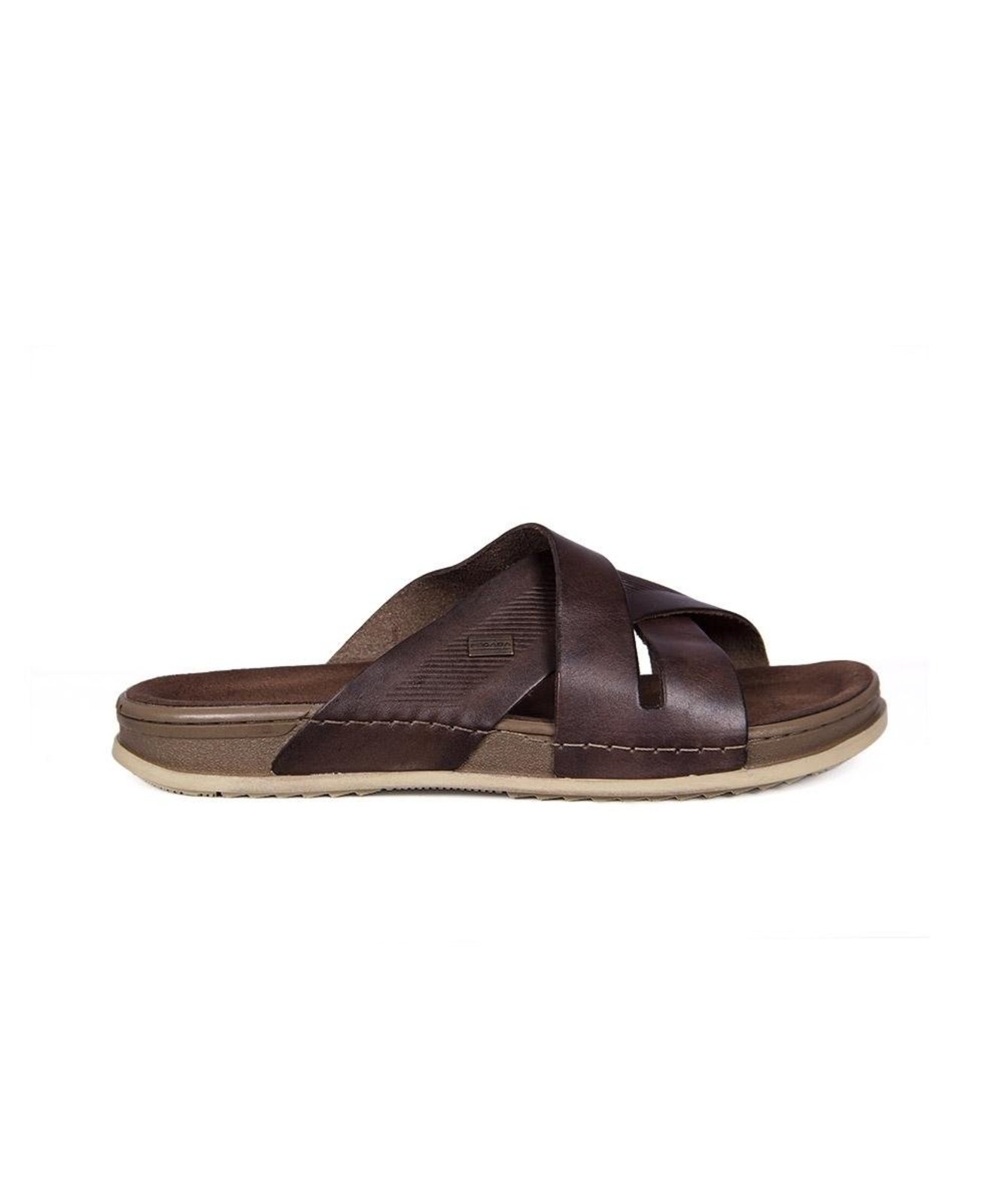 Chinelo Slide Pegada Softtouch Couro Marrom Incolor