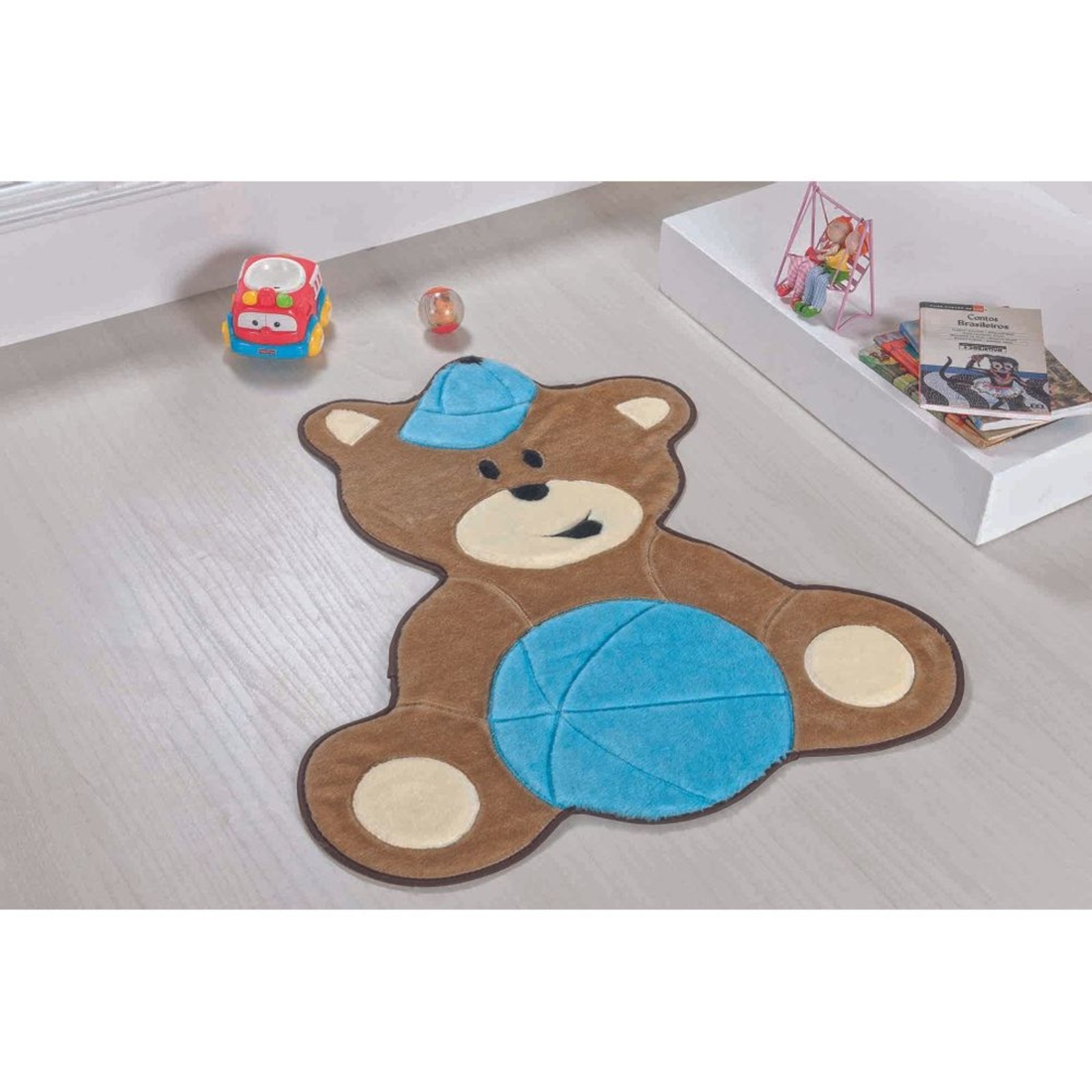 Tapete Urso Baby - 78cm x 54cm - Turquesa