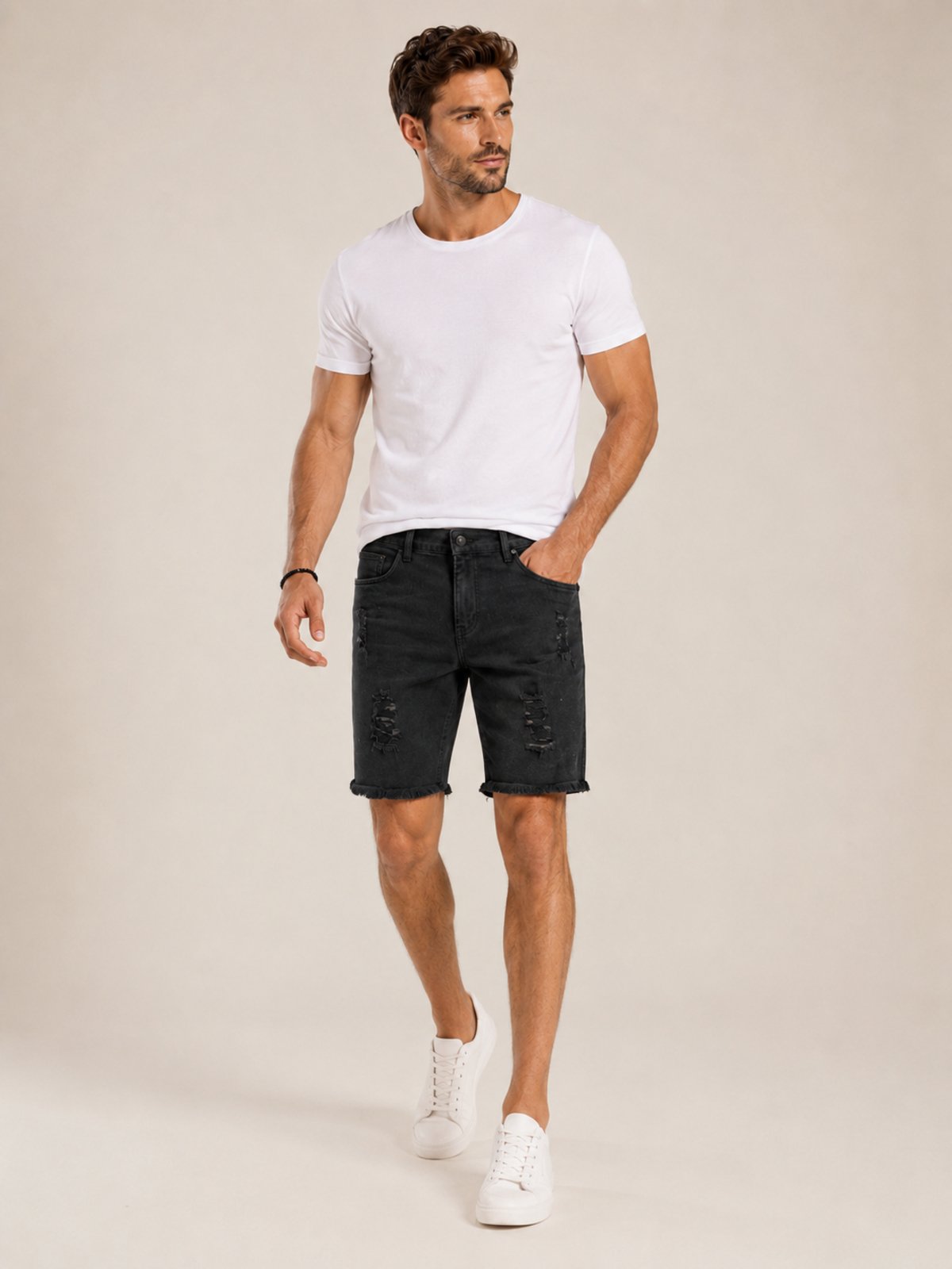 Bermuda Masculina Brim Sarja Colorida Destroyed