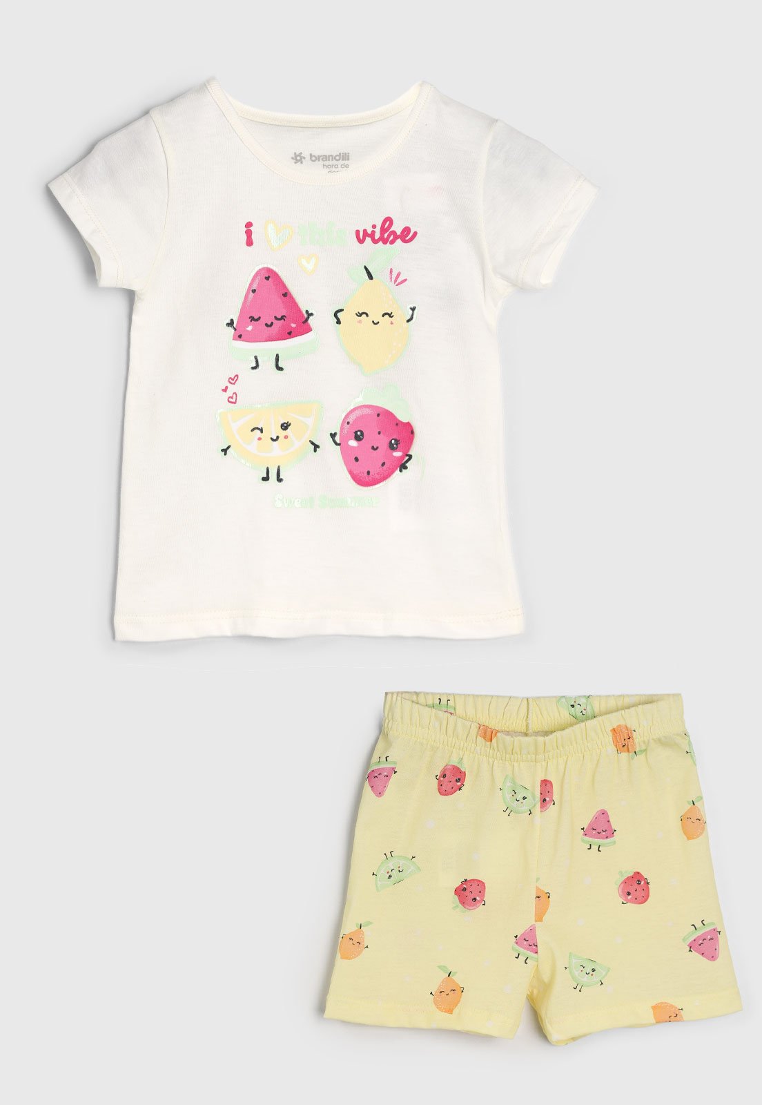 Vista 2 Pijama Curto Brandili Frutas Branca branco Brandili branco