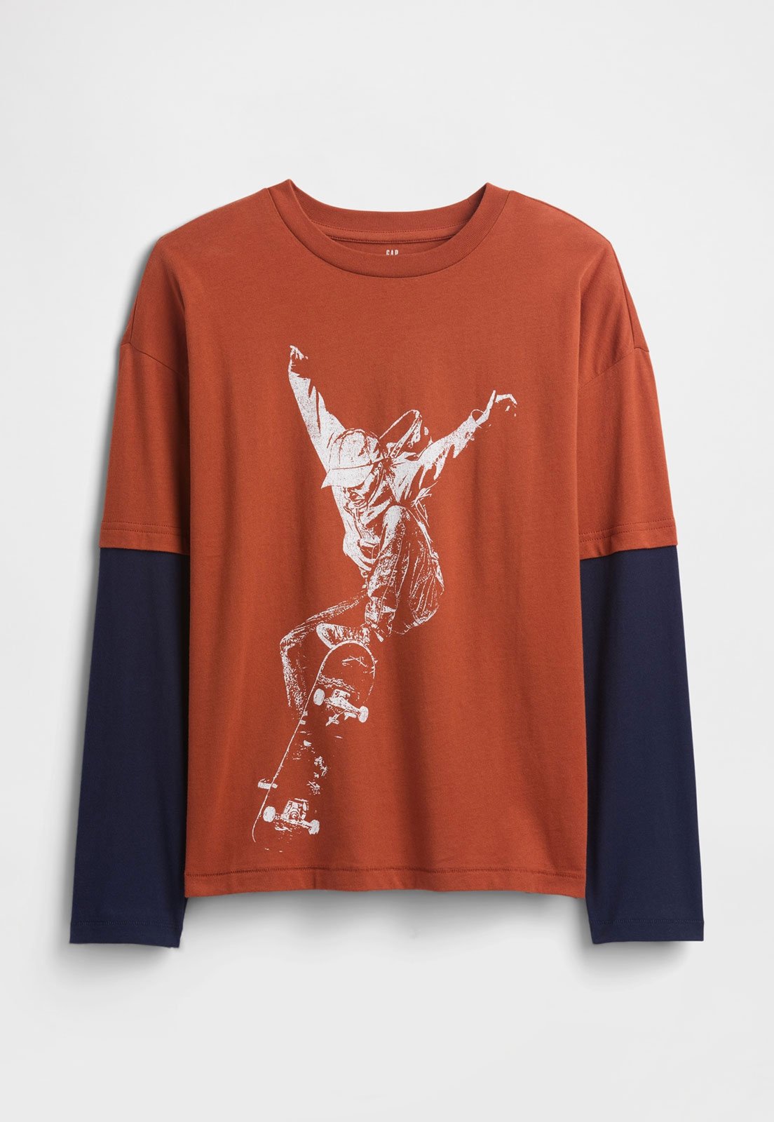 Infantil – Camiseta GAP Estampa Skatista Laranja