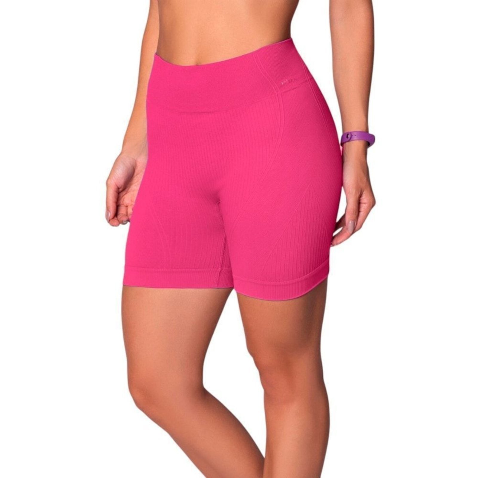 Short Selene Sem Costura Canelado Feminino – Rosa – selene