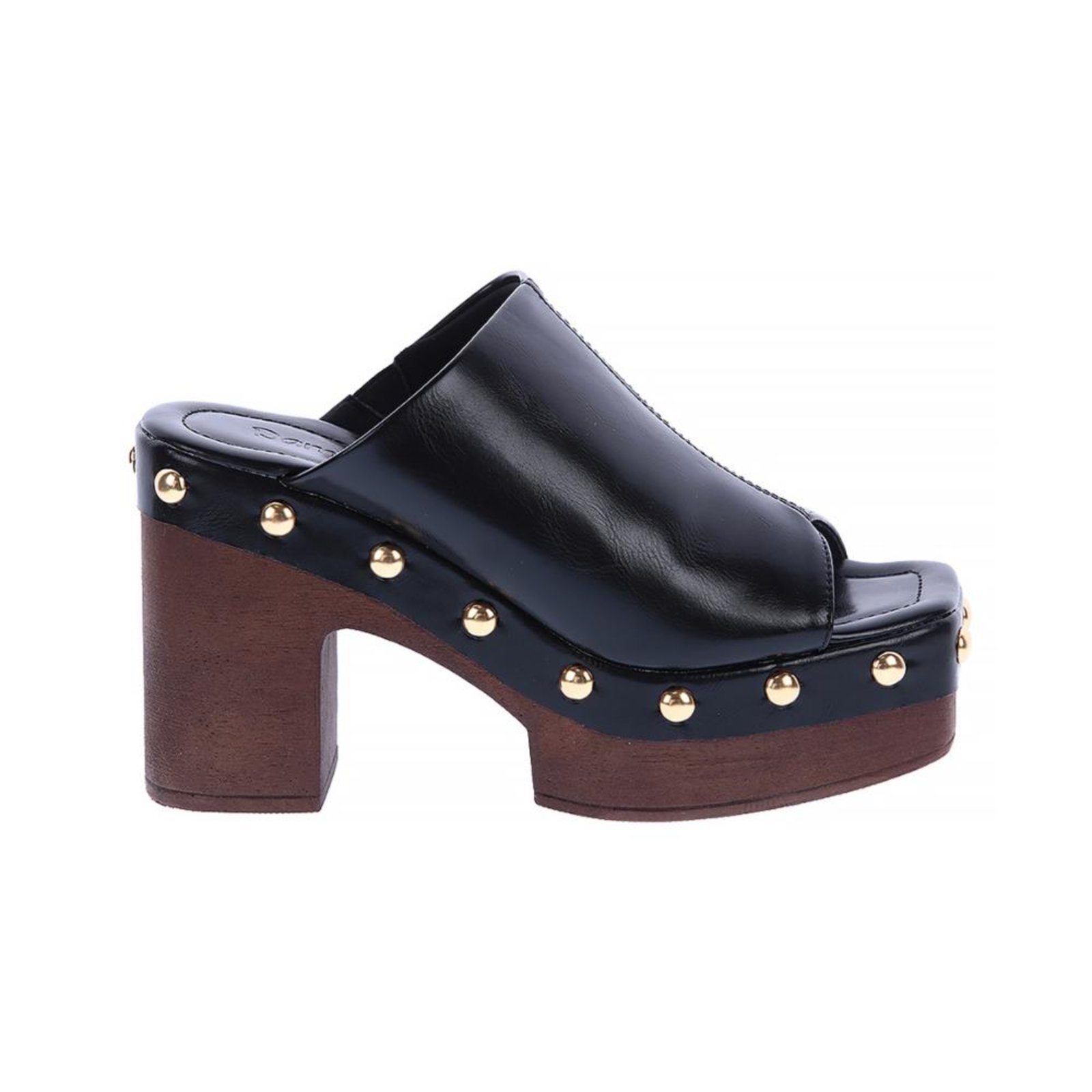 Jessica – Tamanco Plataforma Preto Salto Bloco com Tachas Preto