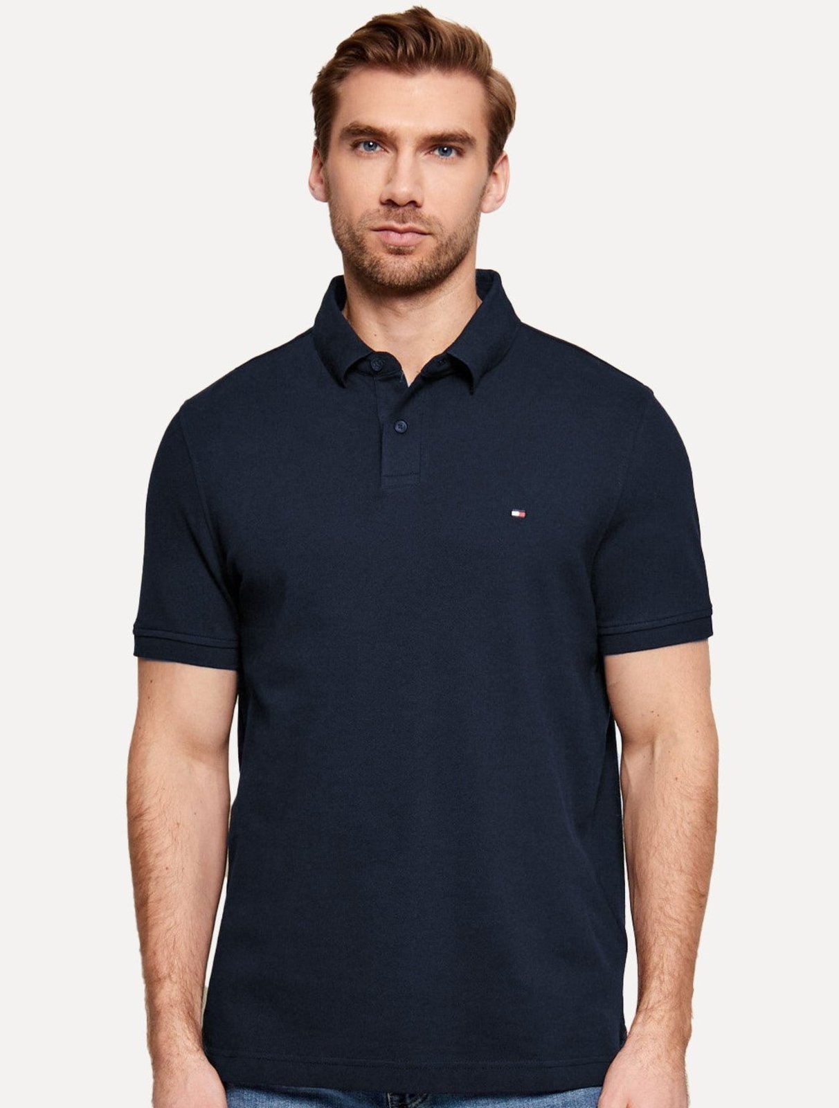 Polo Tommy Hilfiger Masculina Regular Piquet 1985 Azul Escuro