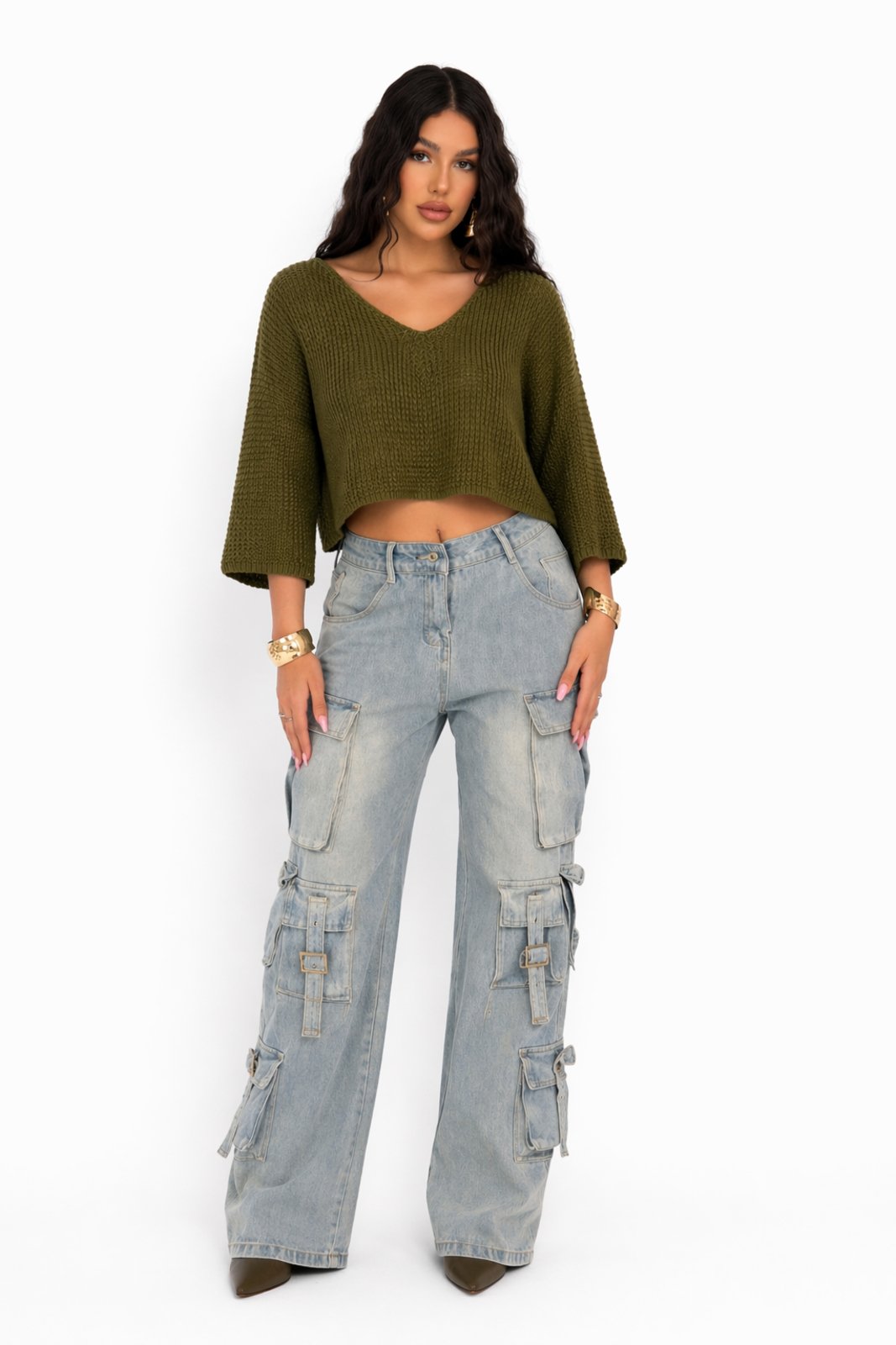 Cropped Tricot D Bell Outlet Fashion Verde Escuro
