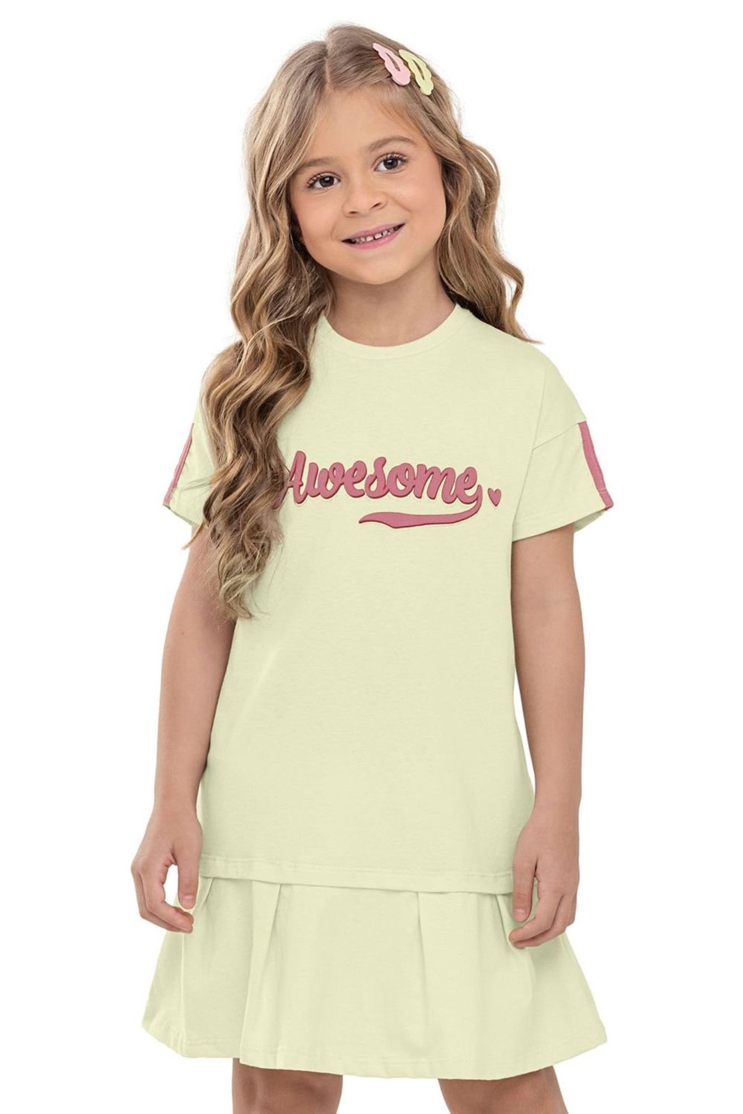 Vista 2 Infantil - Vestido Menina Estampa Relevo Elian Elian verde