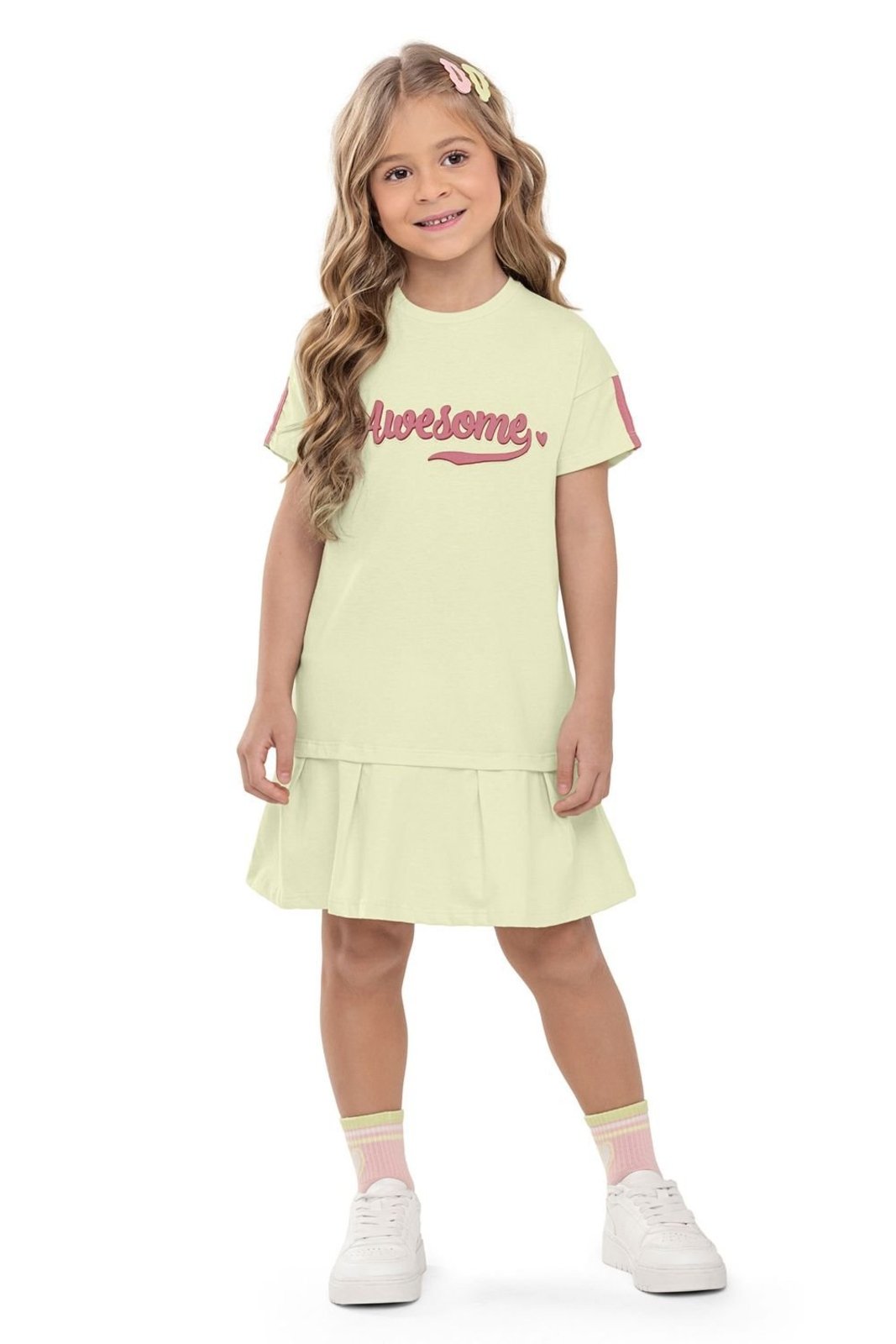 Vista 3 Infantil - Vestido Menina Estampa Relevo Elian Elian verde